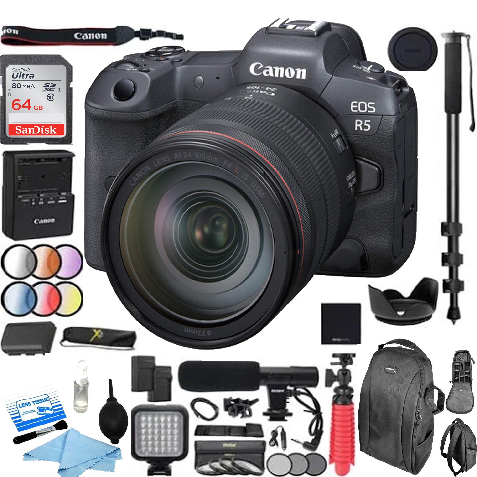 Canon EOS R5 Full Frame Mirrorless Camera with RF 24-105mm f/4L IS USM Lens Kit - Professional Photography, 4K Video & Vlogging - Perfect for Travel, Weddings & Content Creation