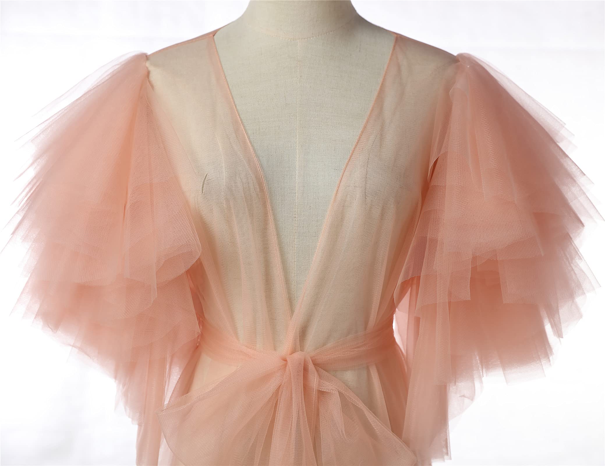 Elegant Maternity Tulle Bridal Robe for Women - Vintage Hollywood Photoshoot Dress Gown for Pregnancy Photos & Baby Shower