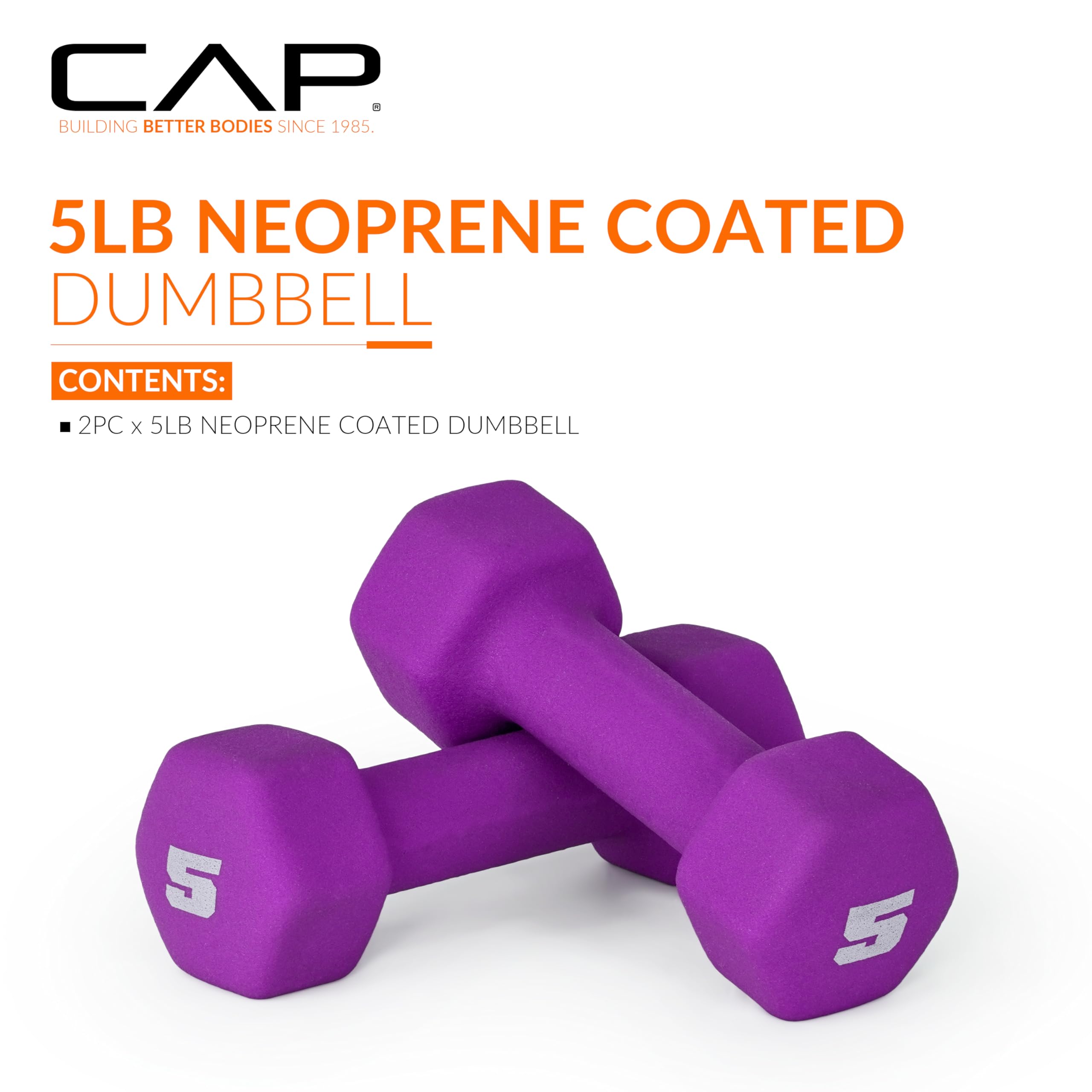 CAP Barbell Neoprene Dumbbell Weights - Pairs & Sets in Multiple Colors | Home Gym Equipment for Strength Training & Fitness Workouts