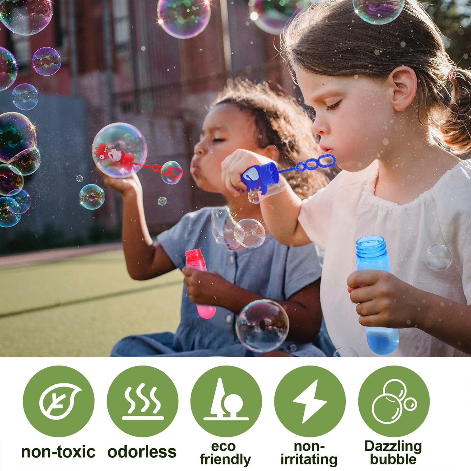 24Pcs Dinosaur Bubble Wands - Fun Outdoor Bubble Blowing Toys for Kids, Dinosaur Birthday Party Favors, Goodie Bags Fillers & Prize Box Supplies - Includes 24 Gift Cards - Perfect for Outdoor Play, Birthday Parties, Summer Activities & Kids Events