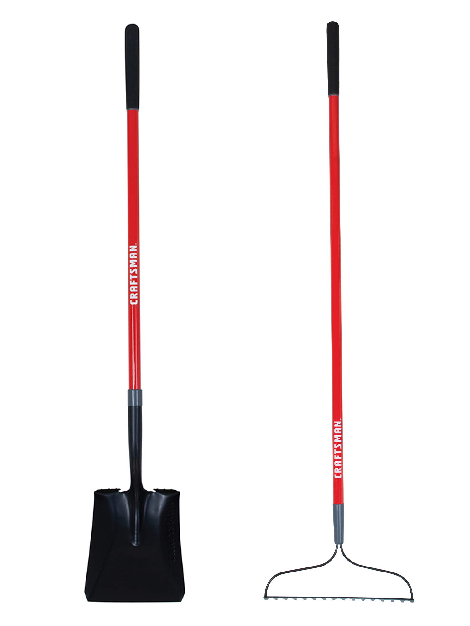 **CRAFTSMAN 2-Piece Garden Tool Set with Transfer Shovel & Bow Rake - Fiberglass Handles & Cushion Grips for Landscaping, Gardening, Yard Work - Perfect for Lawn Care, Planting & Outdoor Maintenance**