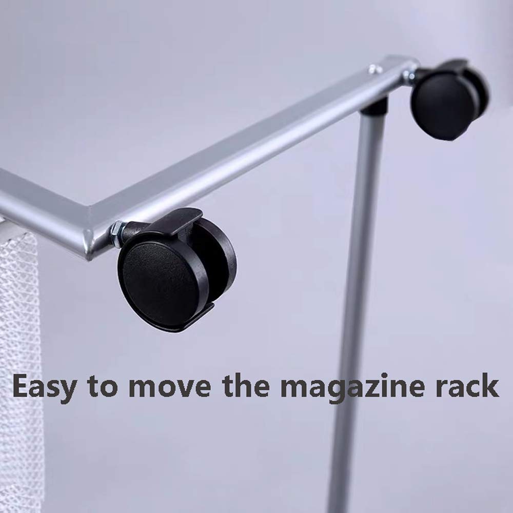 Metal Floor Standing Magazine Rack Holder - 4 Pocket Organizer for Books, Newspapers & Magazines - Home Office Storage Solution (Silver) | Perfect for Living Room, Study & Waiting Areas