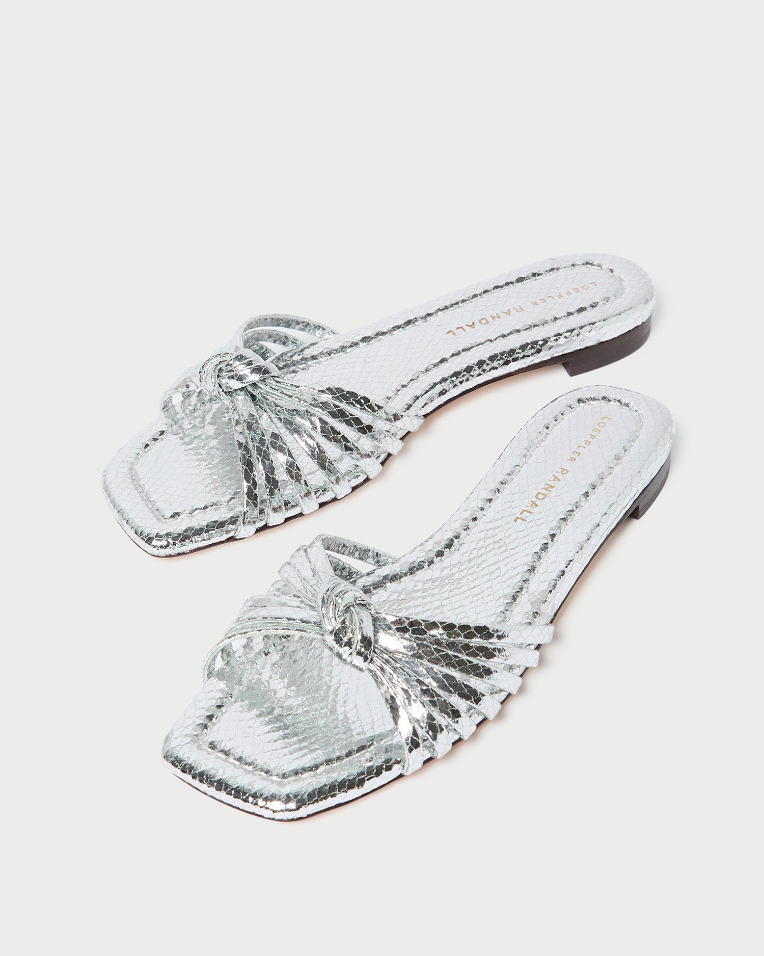 Izzie Silver Leather Knot Sandals for Women - Comfortable Summer Beach Wedding Slides - Perfect for Vacation, Party and Casual Outfits