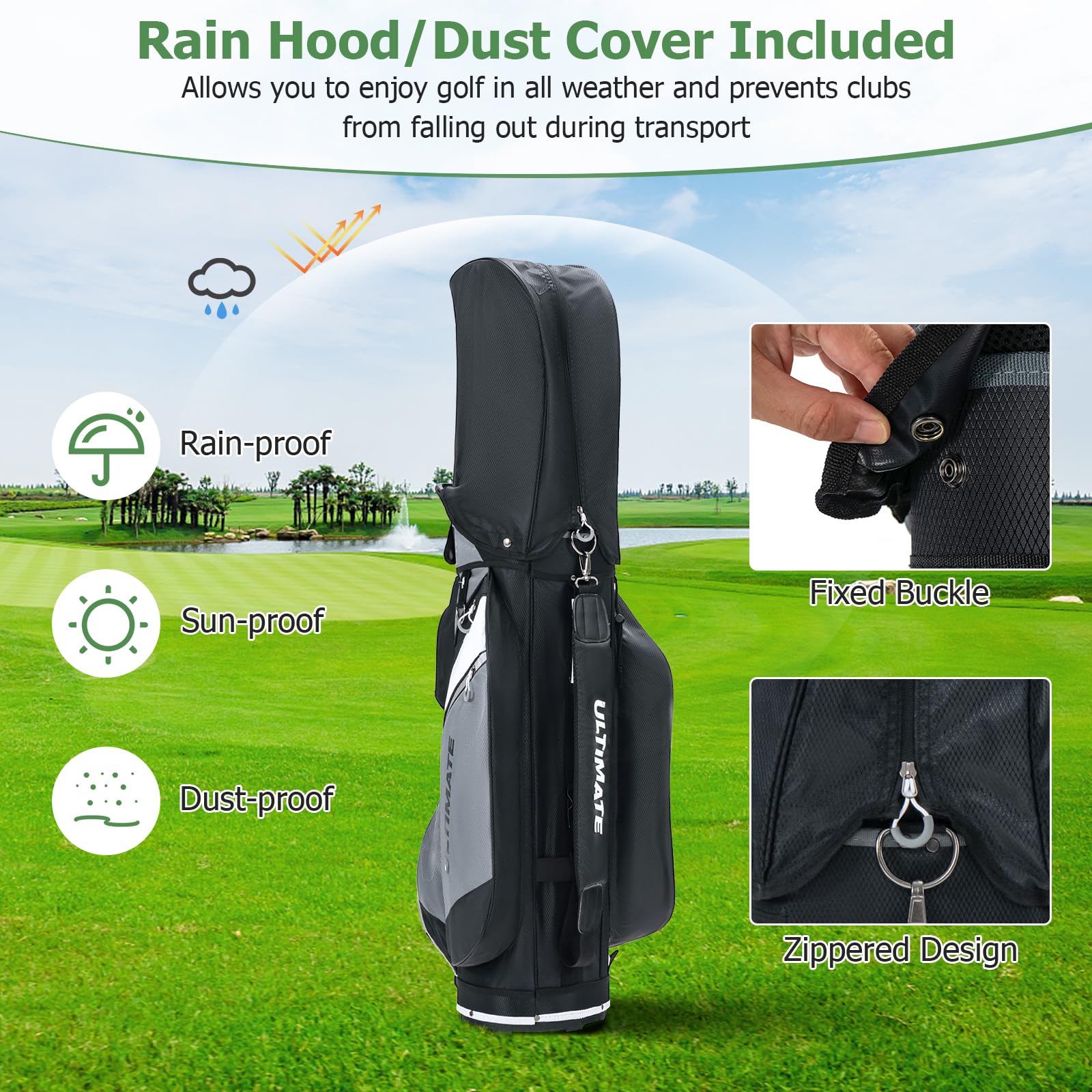 **Tangkula 14-Way Golf Cart Bag - Lightweight Waterproof Golf Club Bag with Cooler Pocket, Rain Hood & Shoulder Strap - Ideal for Men & Women Golfers on the Course**    *(Use Case: Perfect for golf tournaments, driving ranges, and casual rounds with durable storage for clubs, accessories, and drinks.)*