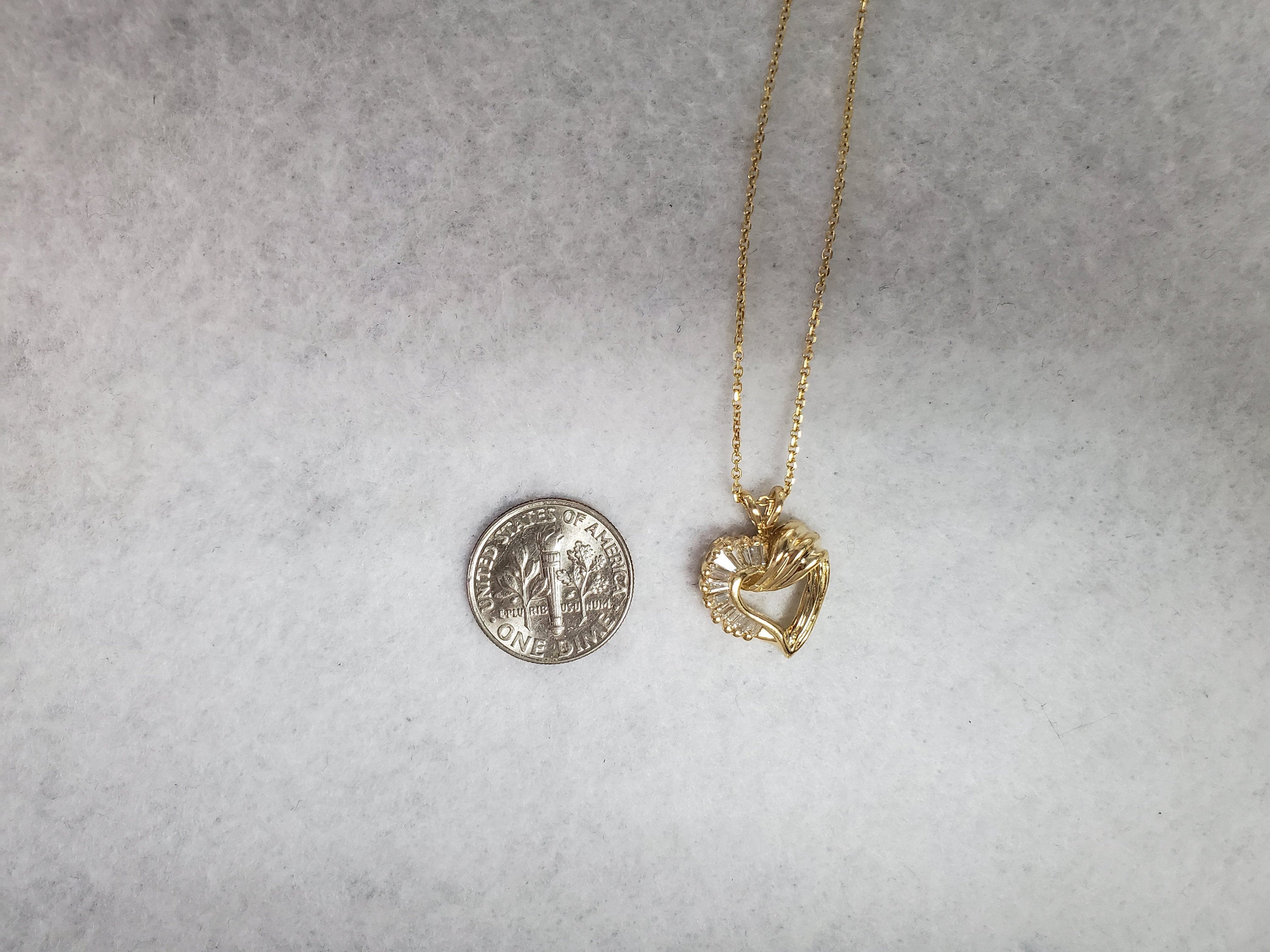 14K Yellow Gold Baguette Diamond Heart Necklace - 0.35cttw Elegant Jewelry Gift for Women, Perfect for Valentine's Day, Anniversary & Romantic Occasions