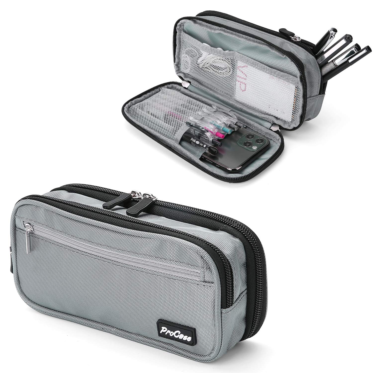 ProCase Large Capacity 2-Layer Pencil Case - Durable Pen Organizer Pouch for Markers, Pens & School Supplies | Perfect for School, Office & Desk Organization | Back to School & Work Essentials