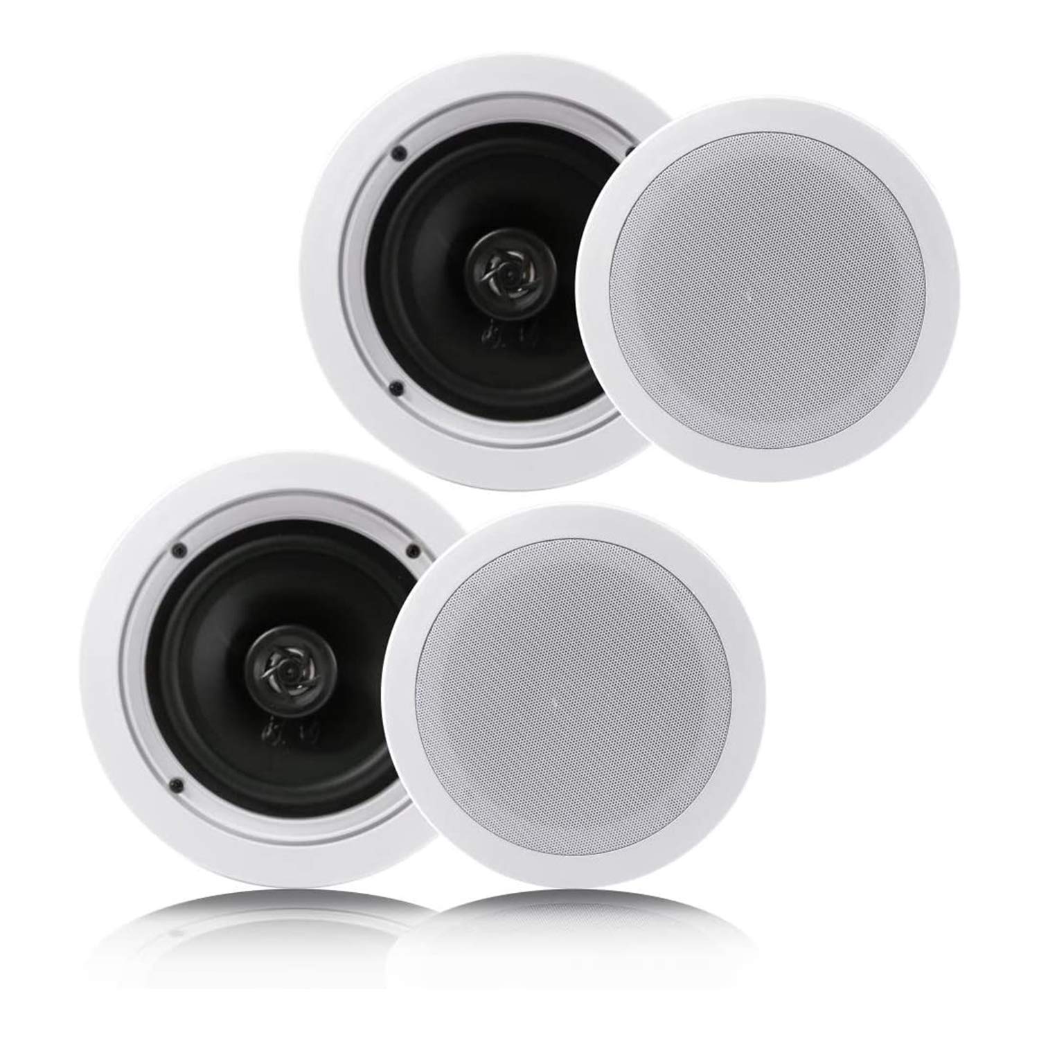 Pyle PDIC1661RD 6.5 Inch 200 Watt In-Ceiling & Wall Speakers, 2-Way Flush Mount Stereo Speaker System (4 Pairs, White) - Perfect for Home Theater, Indoor Audio & Multi-Room Music Setup
