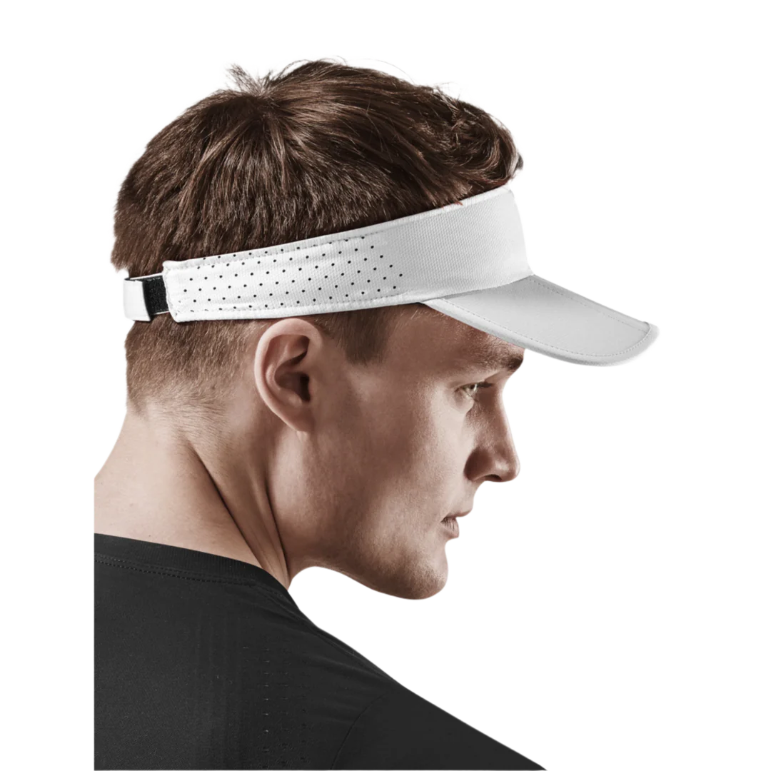 CEP Unisex Running Foldable Visor Cap - White | Lightweight Sun Protection for Men & Women | Perfect for Jogging, Hiking, Cycling & Outdoor Sports