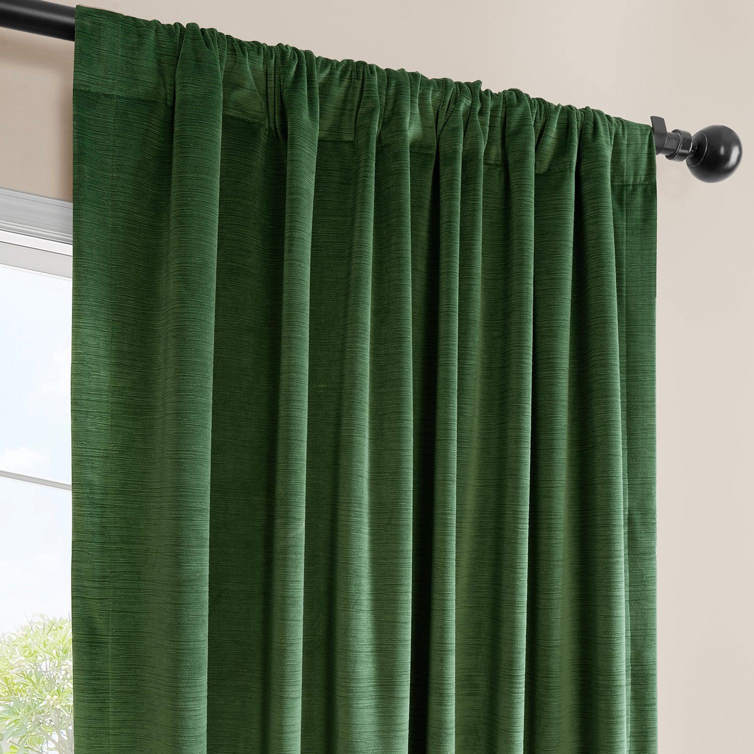 Green Ravello Burnout Velvet Blackout Curtains for Bedroom & Living Room - Thermal Insulated Window Drapes for Light Blocking and Privacy