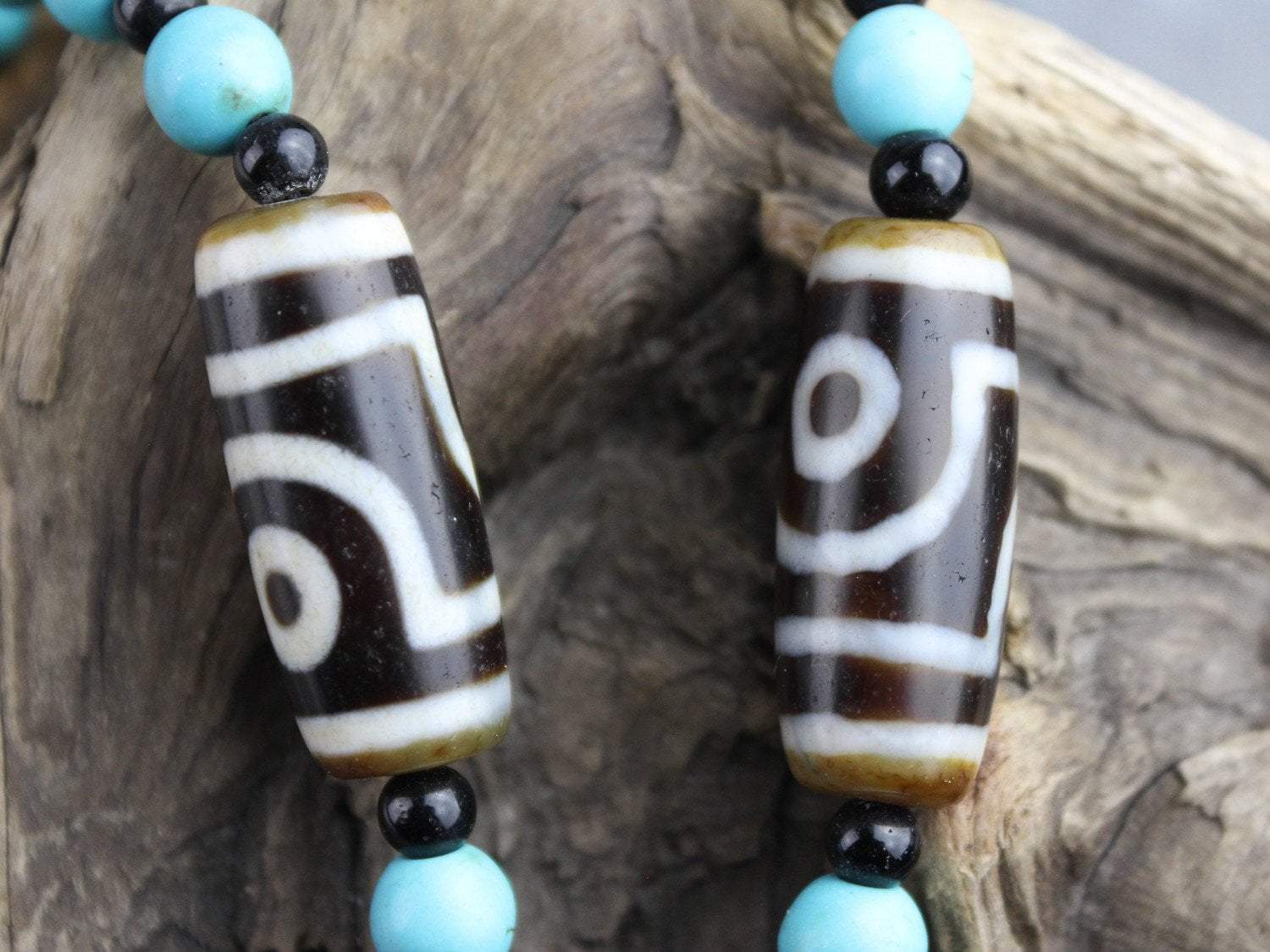 Authentic 3 Dzi Bead Tibetan Necklace Handmade in Boudhanath Nepal | Spiritual Jewelry for Meditation, Yoga & Buddhist Blessings