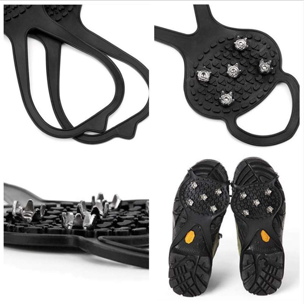 1 Pair 5-Tooth Anti-Slip Ice Cleats - Flexible Snow Crampons for Hiking Boots | Winter Traction for Hiking, Climbing & Outdoor Adventures on Ice & Snow
