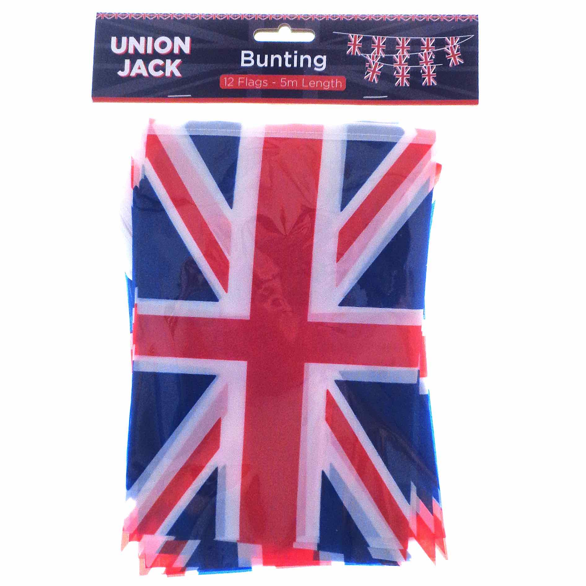 Union Jack Bunting - British Flag Decorations (12 Flags/5m Length) - Perfect for UK Themed Parties, Royal Events & Patriotic Celebrations