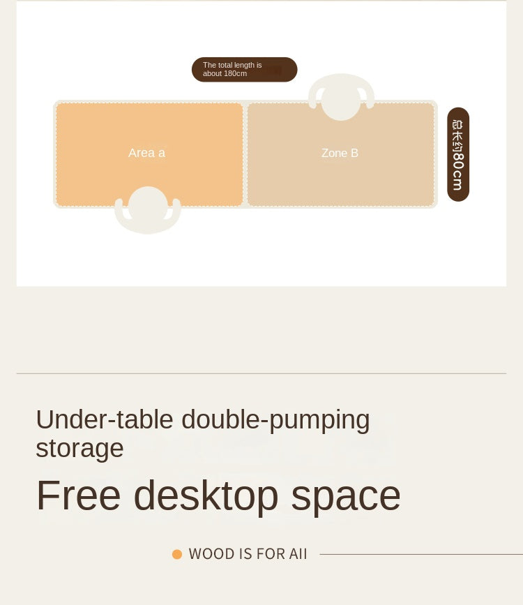 Modern Cream Oak & Poplar Solid Wood Computer Desk with Drawer - Home Office Workstation for Study, Gaming & Remote Work