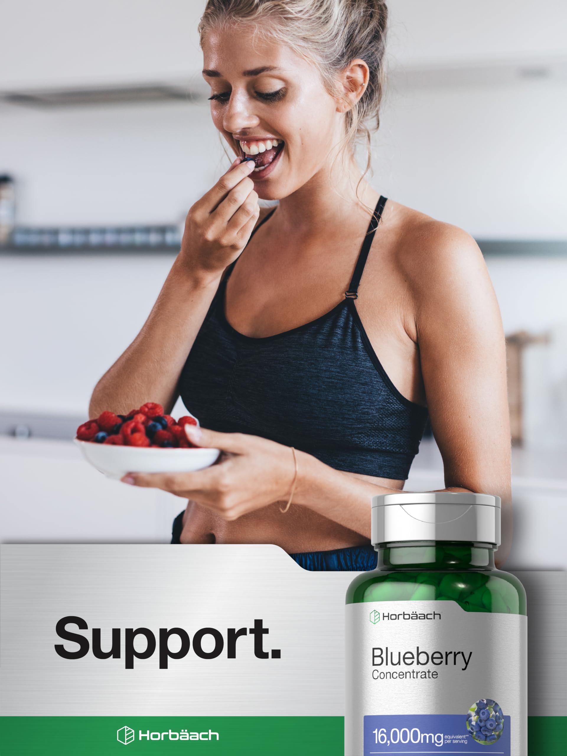 Horbäach Blueberry Extract Supplement 150 Capsules | High Potency Blueberry Concentrate | Non-GMO, Gluten Free, Vegan | Supports Eye Health & Antioxidant Benefits | Perfect for Daily Wellness Routine