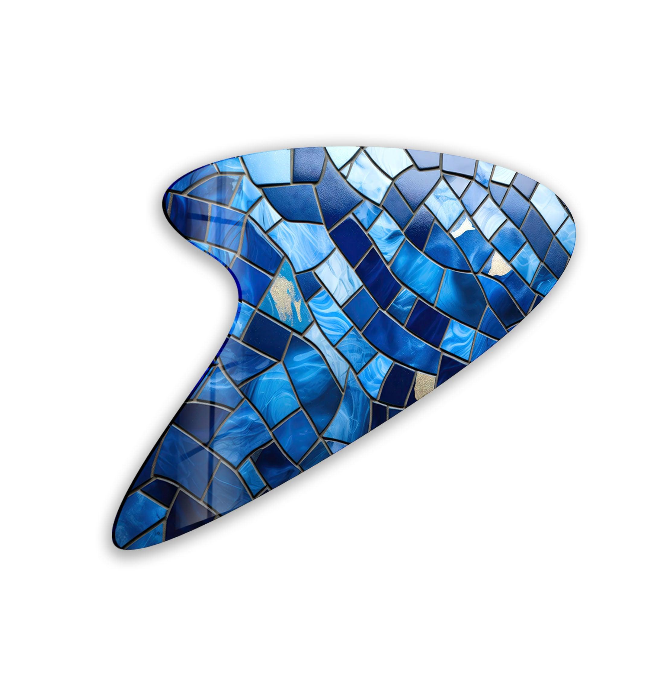 Handmade Blue Mosaic Glass Tiles - Irregular Shaped Wall Art Decor for Bathroom, Kitchen Backsplash & Outdoor Spaces