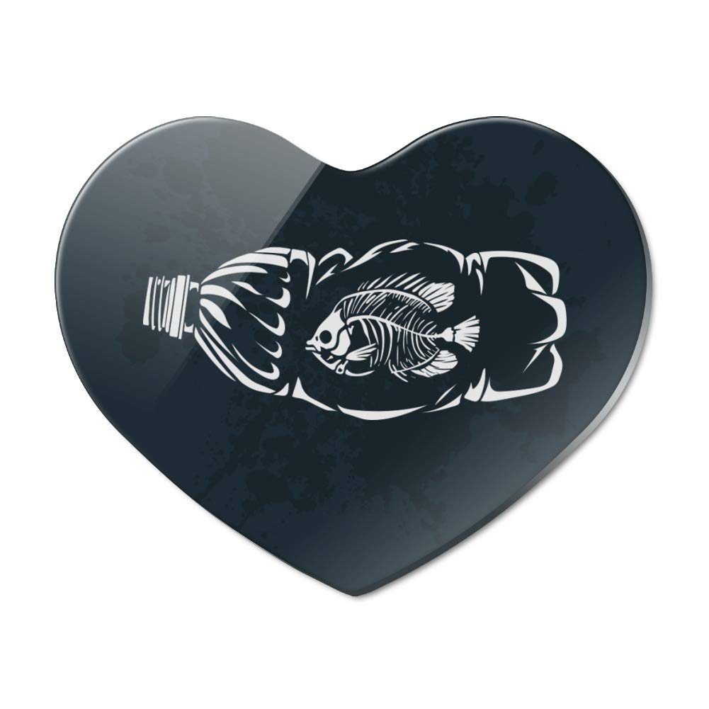 Dead Fish Bones in Plastic Bottle - Heart Shaped Acrylic Fridge Magnet for Refrigerator - Unique Home Decor & Funny Kitchen Accessory for Gifts