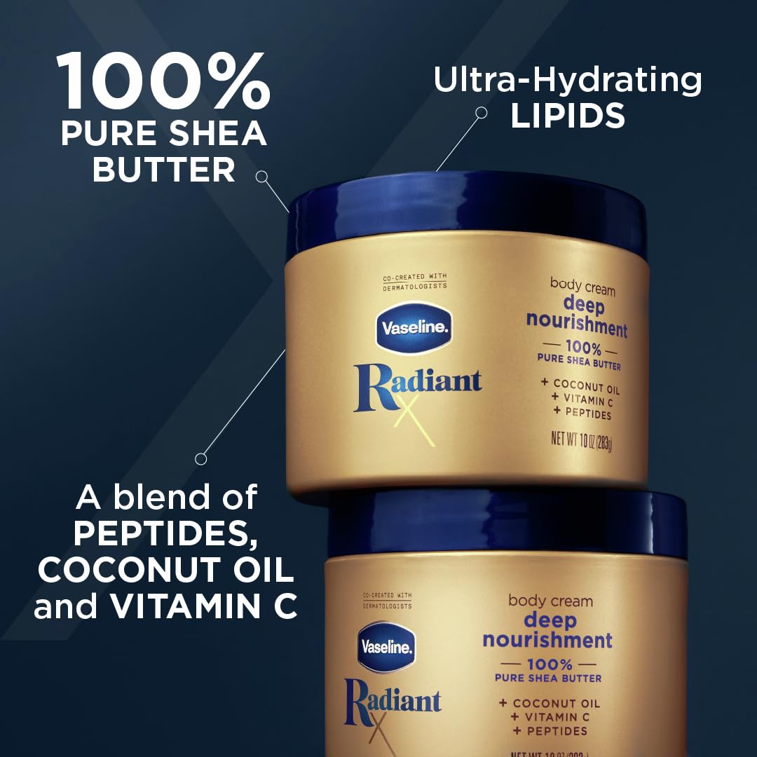 Vaseline Intensive Care Advanced Repair Body Lotion 20.3 oz (Pack of 3) + Radiant X Deep Nourishment Body Cream 10 oz - Ultra Hydrating Moisturizer for Dry Skin, Daily Skincare Routine, Gift Set for Women & Men