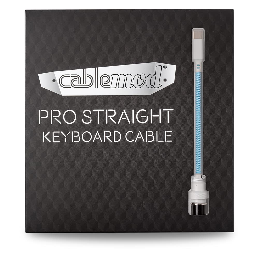 CableMod Pro Straight Keyboard Cable - USB A to USB C 5.9ft (150cm) - Blueberry Cheesecake Color - Premium Braided USB Cable for Mechanical Keyboards - Perfect for Gaming, Office & Home Setup