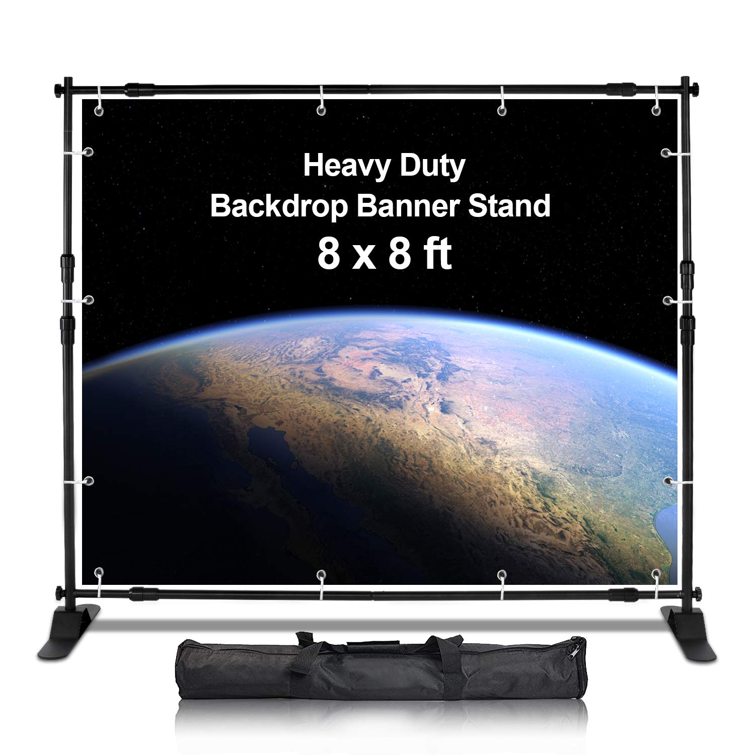 8x8 ft Heavy Duty Backdrop Stand Kit - Adjustable Photography Background with Carrying Bag for Parties, Trade Shows & Photo Booths | Portable Step and Repeat Banner for Events, Weddings & Commercial Use