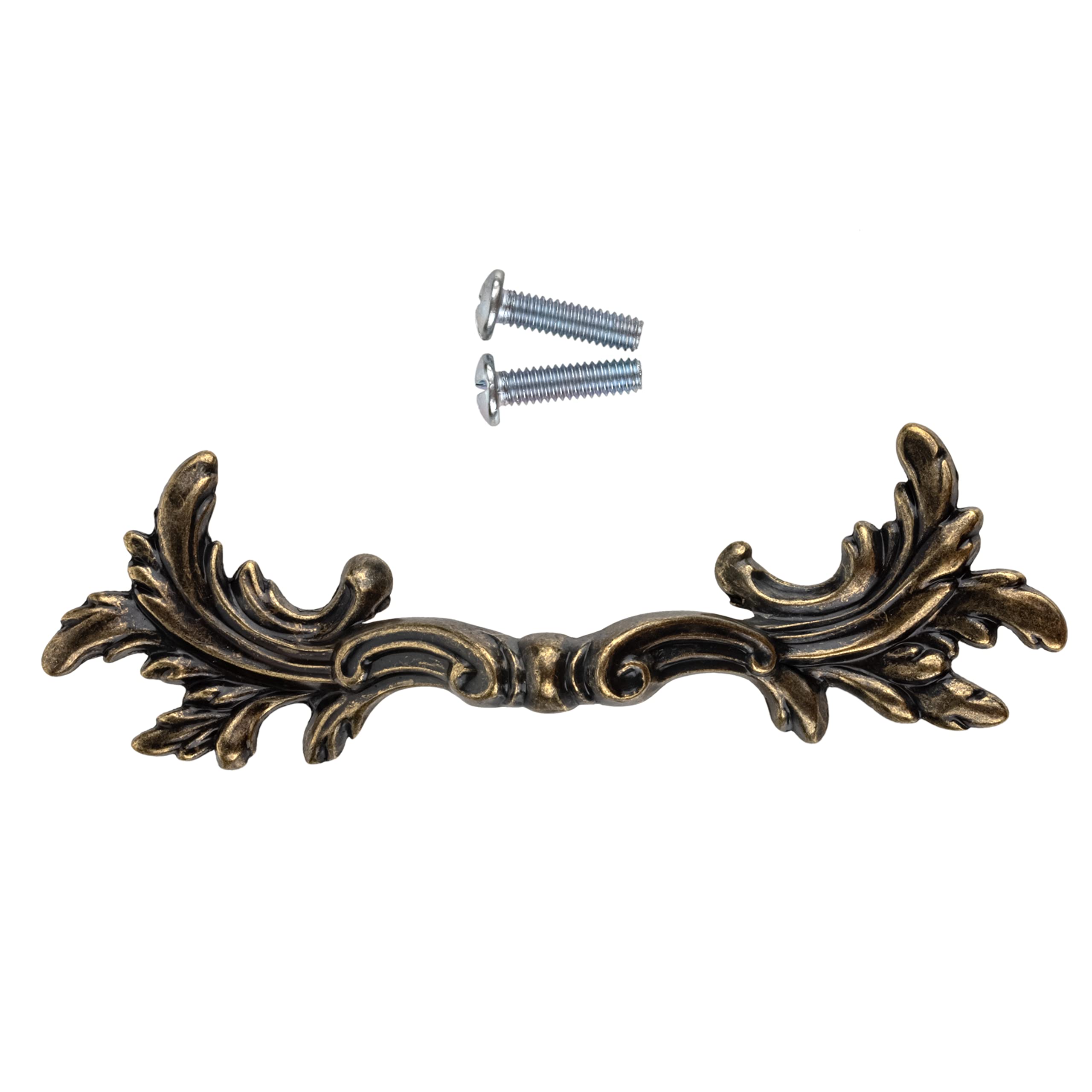 Vintage French Provincial Leaf Drawer Pull in Antique Brass - 2.5