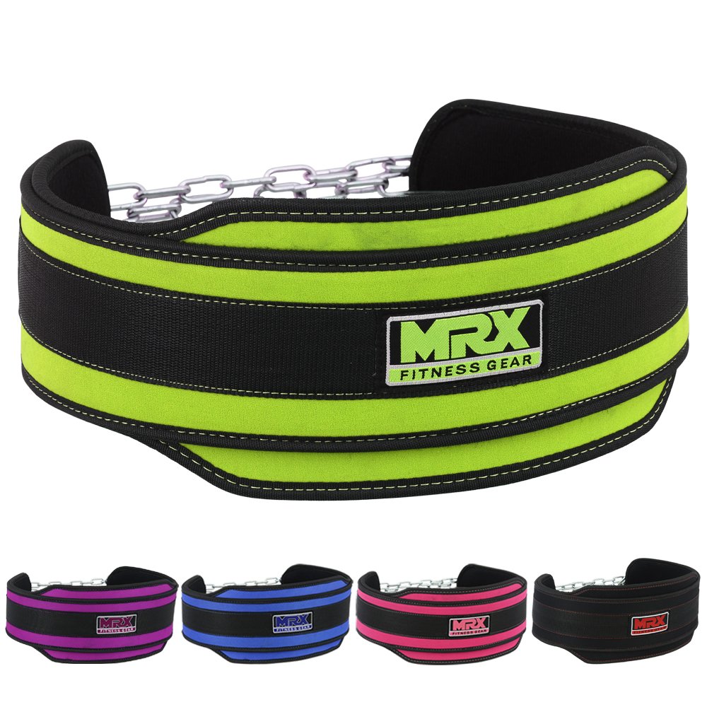 MRX Weight Lifting Belt with Metal Chain - Adjustable Dip Belt for Strength Training, Powerlifting & Gym Workouts - Perfect for Deadlifts, Pull-ups & CrossFit Exercises