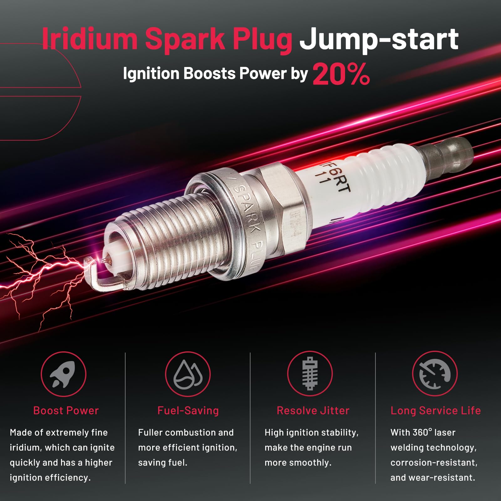 BDFHYK Ignition Coil Pack UF267 & Iridium Spark Plugs 4504 PK20TT – Compatible with Lexus ES300 RX300 RX330 RX400 & Toyota Avalon Camry Highlander Sienna Solara 3.0L 3.3L V6 (6-Piece Set) – Improve Engine Performance & Fuel Efficiency for Smooth Driving
