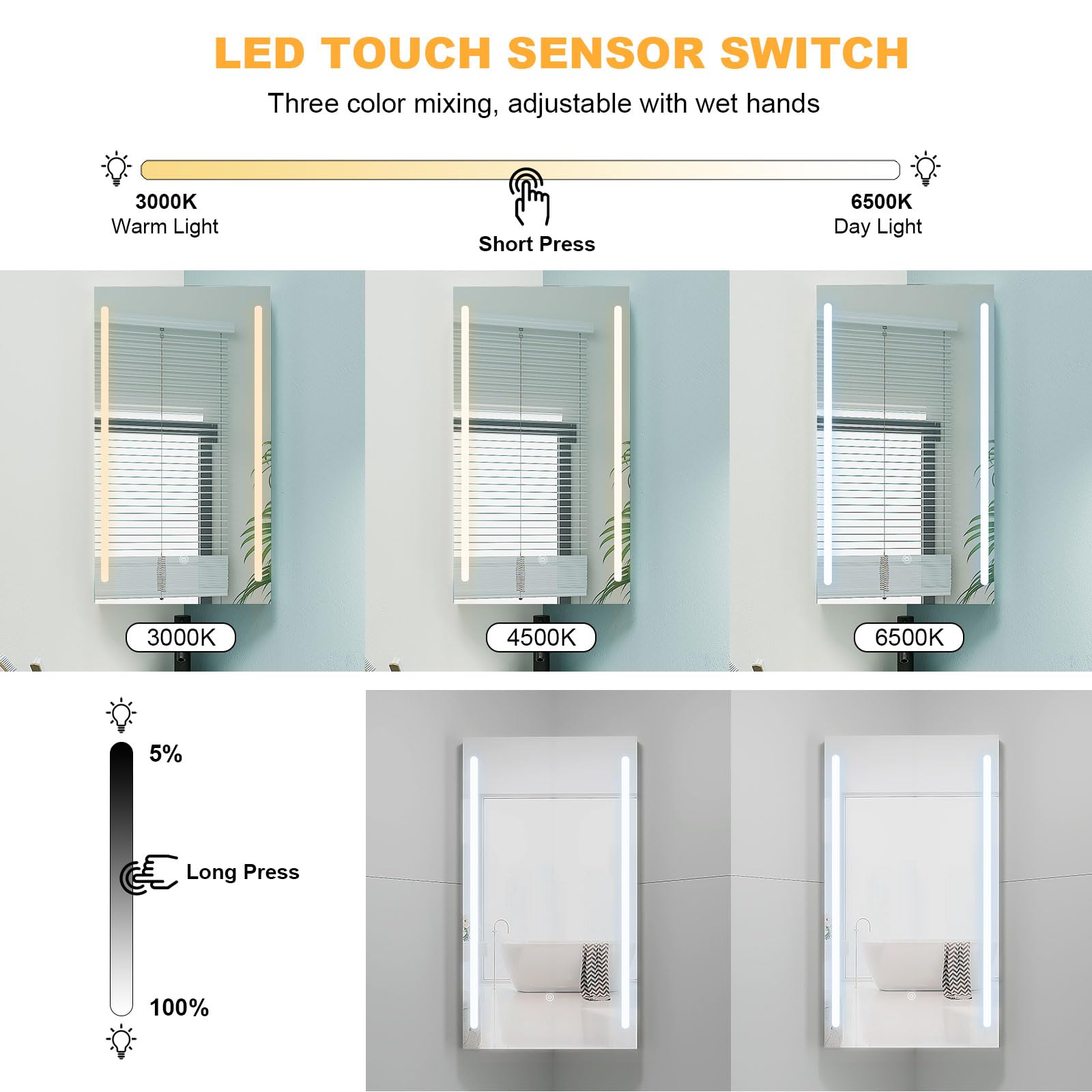 Corner Medicine Cabinet with LED Lights and Mirror - 14x24 Inch Small Wall Mounted Bathroom Cabinet in White - Perfect for Bathroom, Vanity, and Small Space Storage