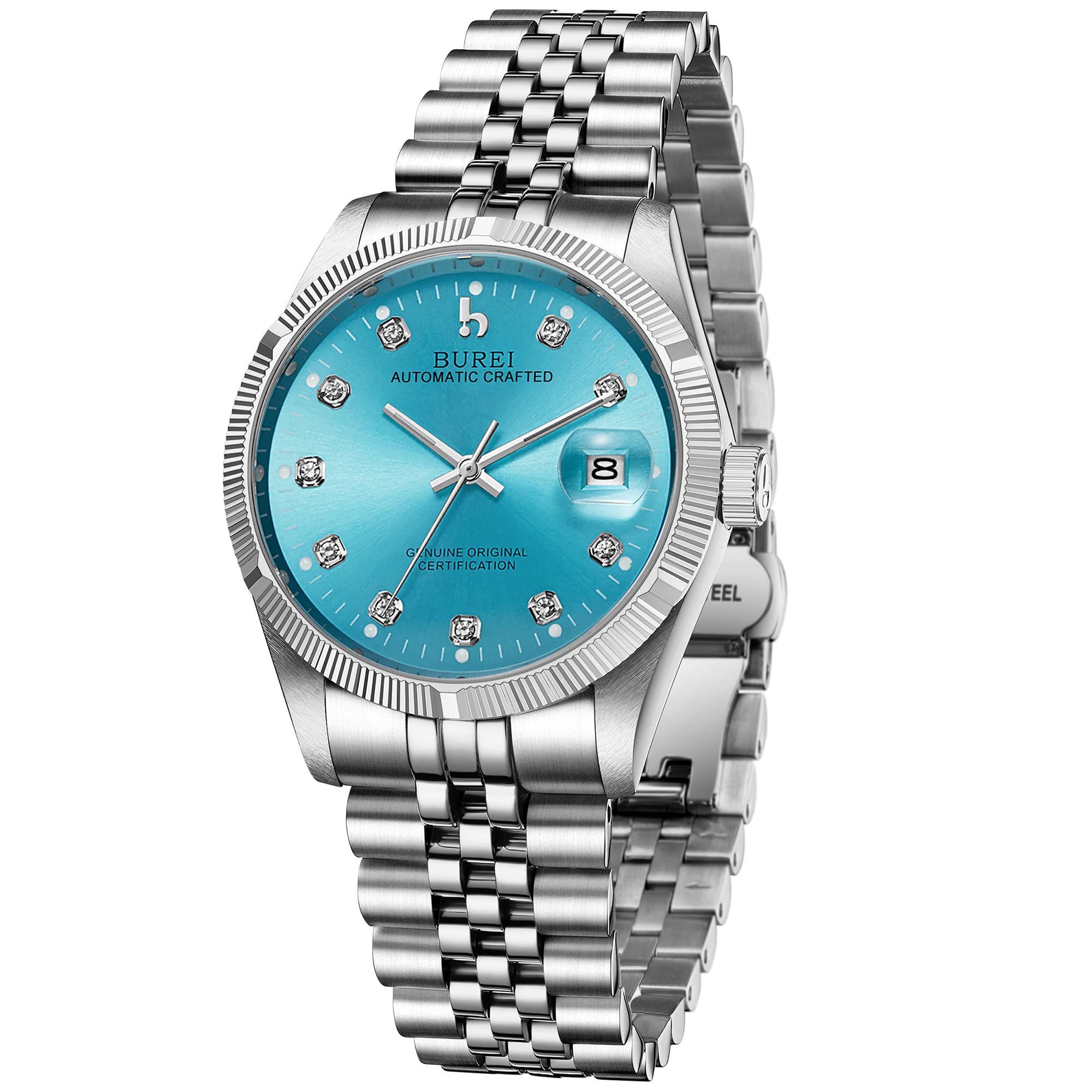 BUREI Men's Automatic Mechanical Watch - Luxury Business Stainless Steel Waterproof Self-Winding Watch for Men | Perfect for Office, Formal Events & Everyday Wear