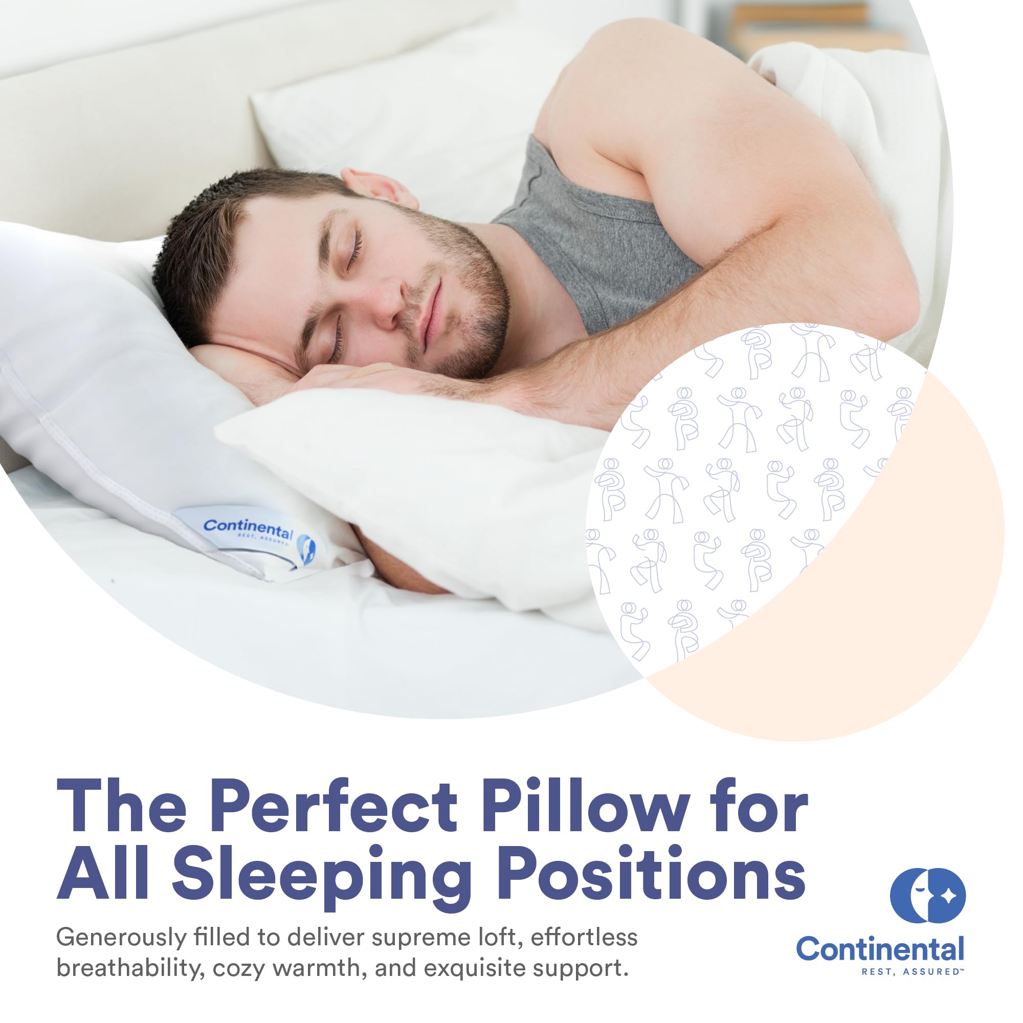 Luxury Goose Feather Down Pillows Queen Size - Hypoallergenic & Breathable for Side, Back, Stomach Sleepers - Made in USA - Premium Comfort & Support (Pack of 1) - Perfect for Bedroom, Guest Room, Hotel & Airbnb