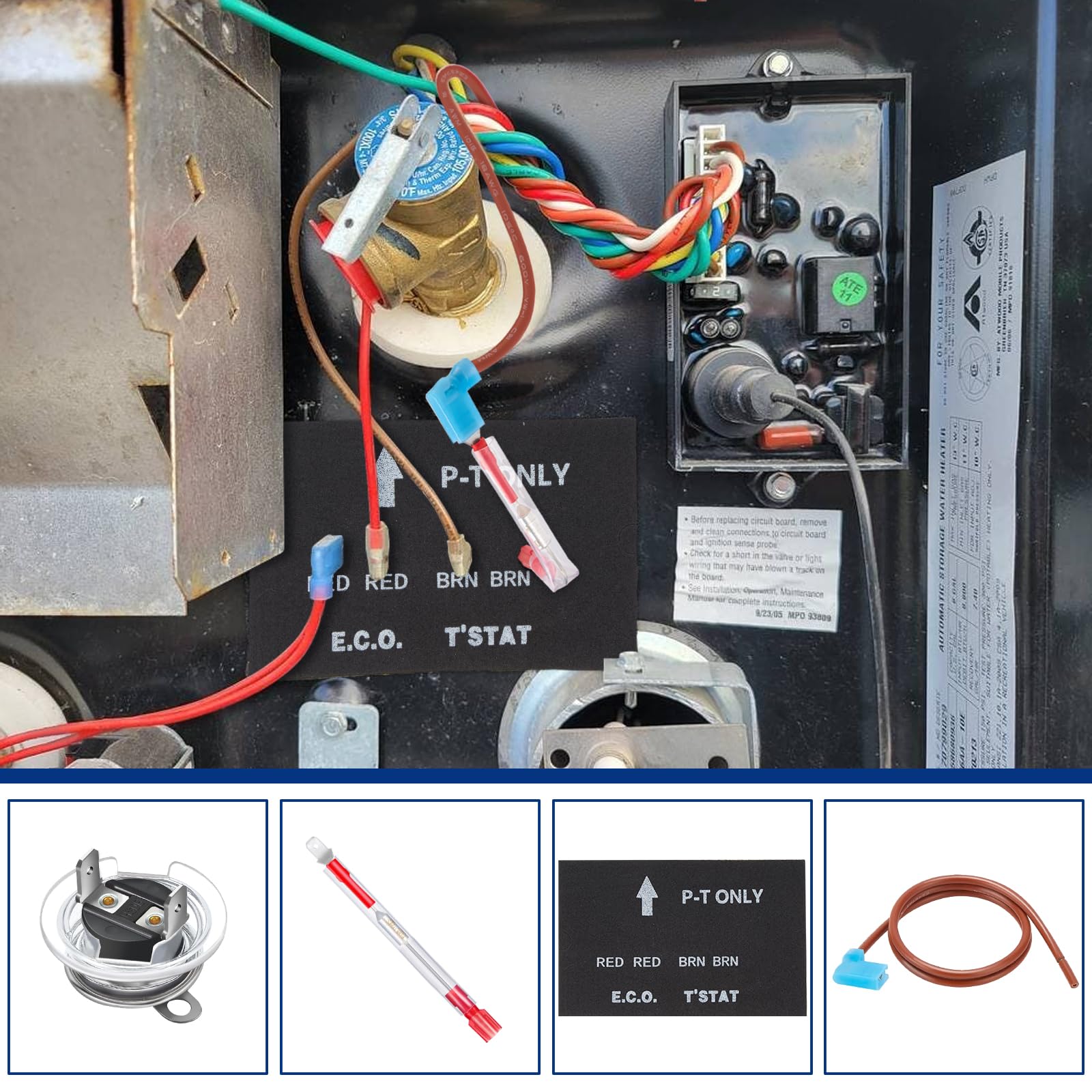 WELSPO RV Water Heater Thermal Cutoff Kit with ECO Thermostat Assembly - UL Listed Replacement for Atwood 91447 & 93866-RV (6-Piece Set) - Perfect for RV Water Heater Repair & Maintenance
