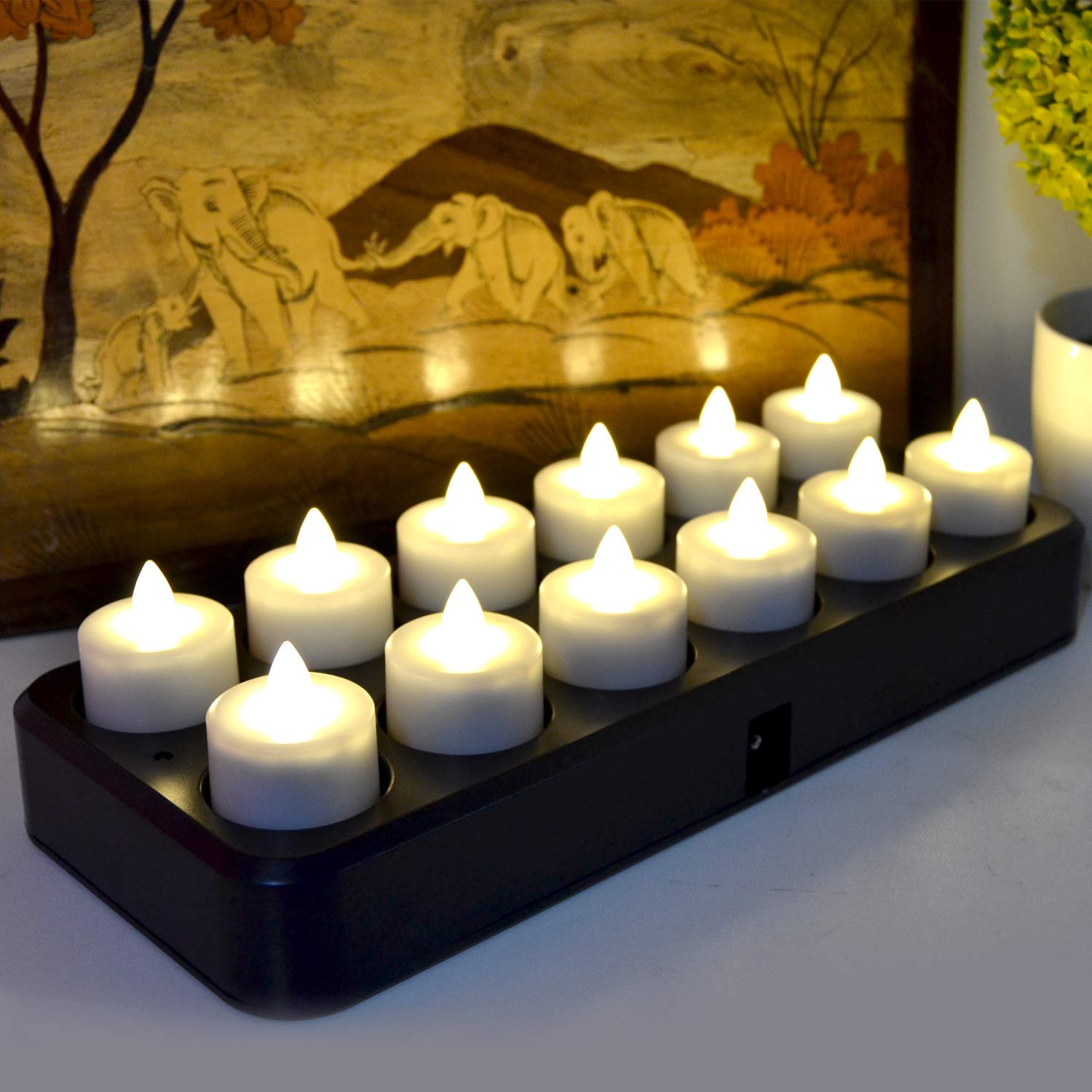 Rechargeable LED Flameless Tealight Candles - Set of 12, Bright White with Timer & Remote Control - Perfect for Weddings, Home Decor, and Romantic Ambiance