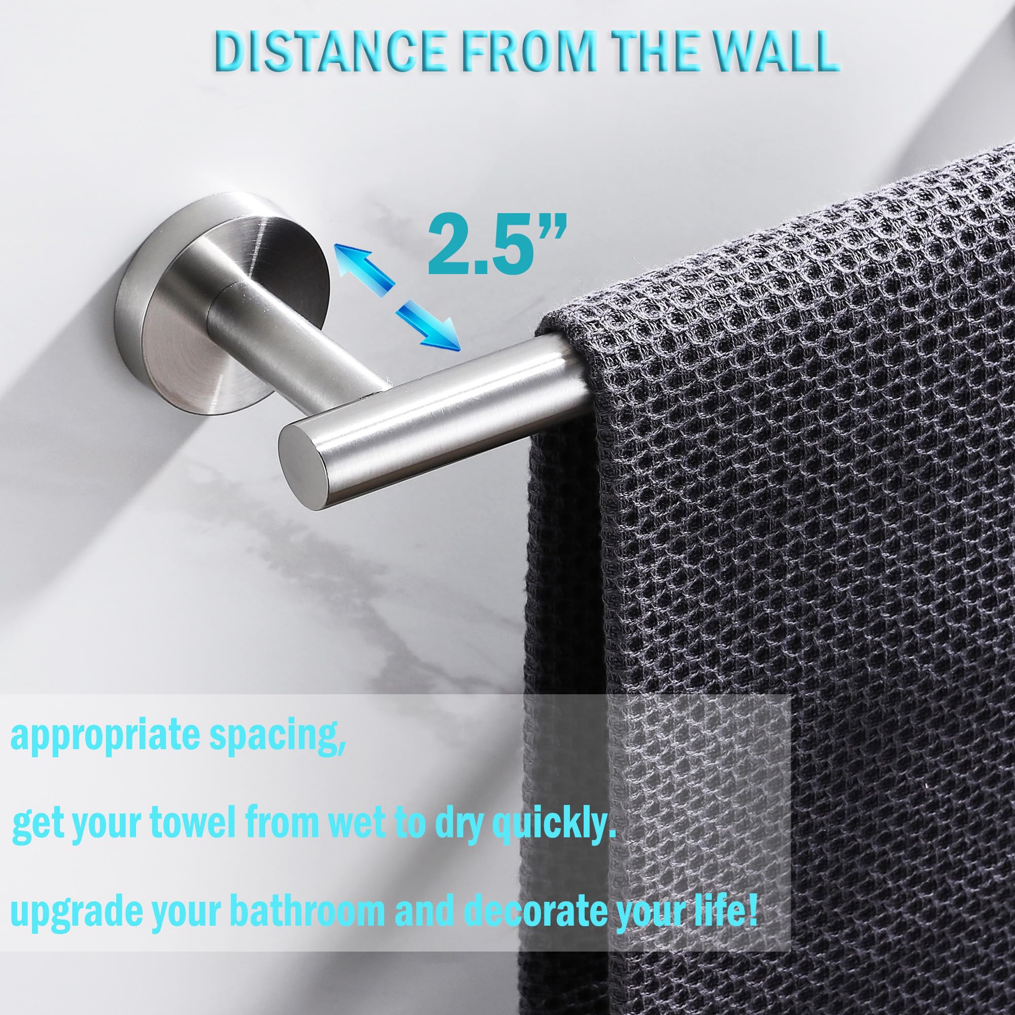 36 Inch Brushed Nickel Towel Rack - Wall Mounted Stainless Steel Bathroom Towel Holder, SUS 304 Rustproof Design for Spa, Hotel & Home Bathroom Organization