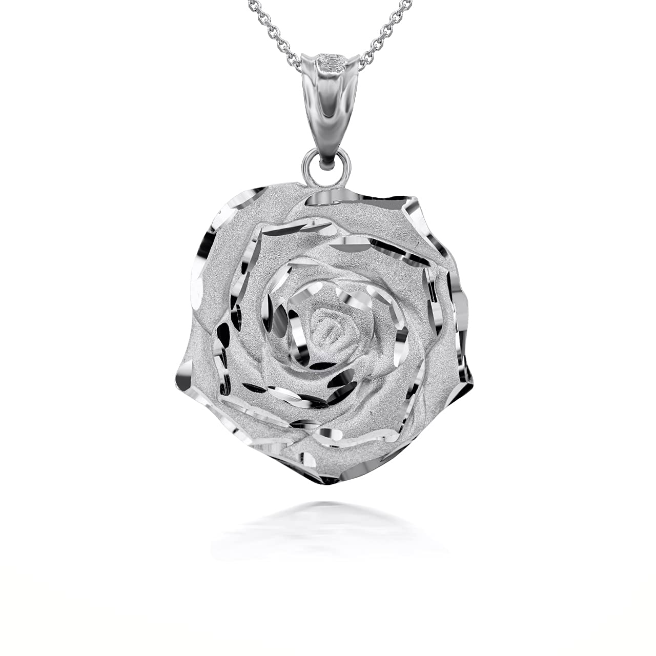925 Sterling Silver Rose Flower Pendant Necklace for Women - Elegant Floral Jewelry Gift for Birthday, Anniversary & Valentine's Day