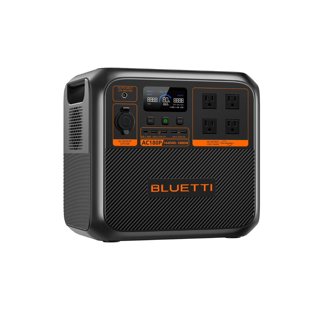 BLUETTI AC180P 1440Wh 1800W Portable Power Station with Solar Panel Bundle - Solar Generator for Camping, RV, Home Backup & Emergency Power Supply