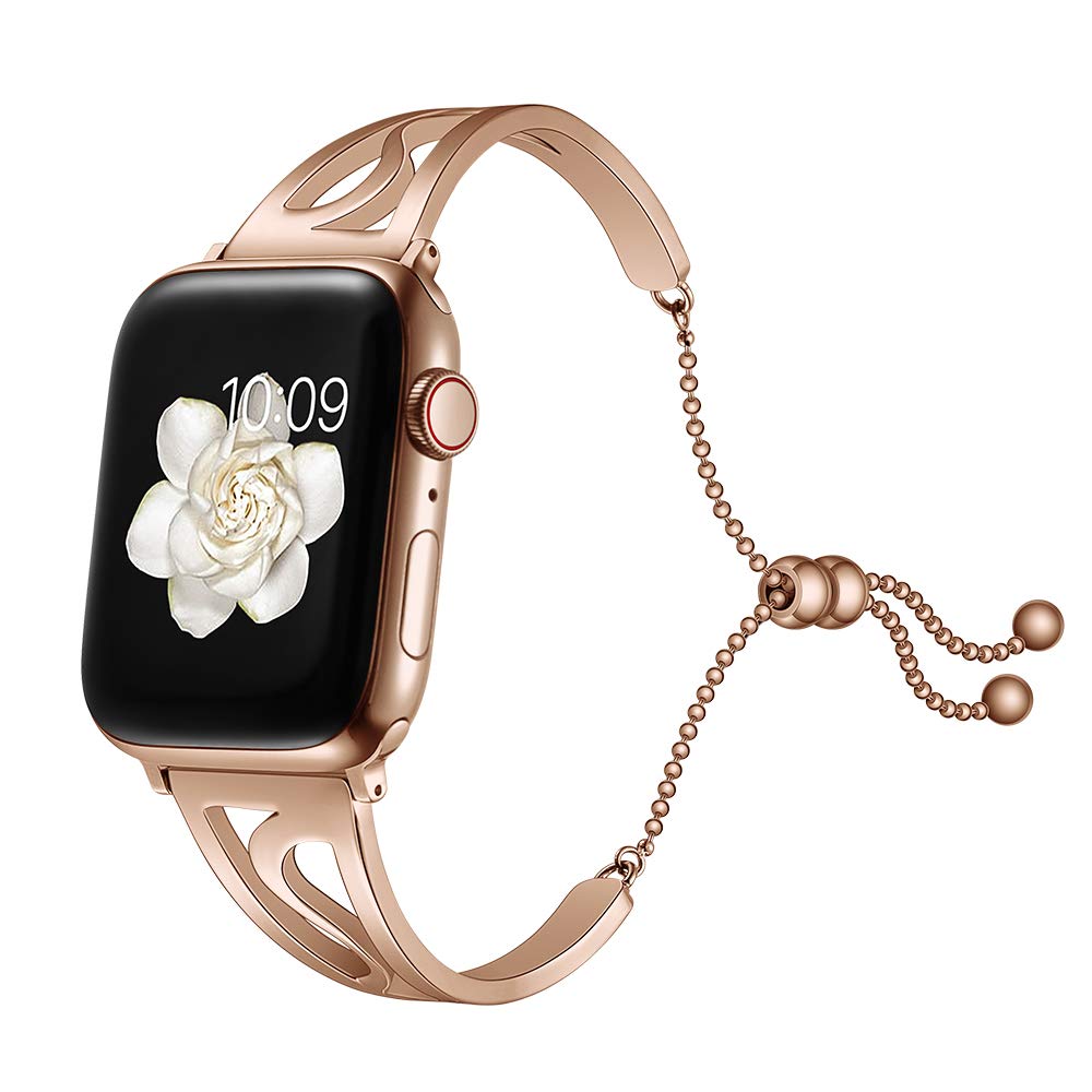 MoreToys Stainless Steel Watch Band for Apple Watch Series 1/2/3/4 (42mm, Rose Gold) - Premium Replacement Strap for iWatch - Perfect for Workouts, Office Wear & Casual Style