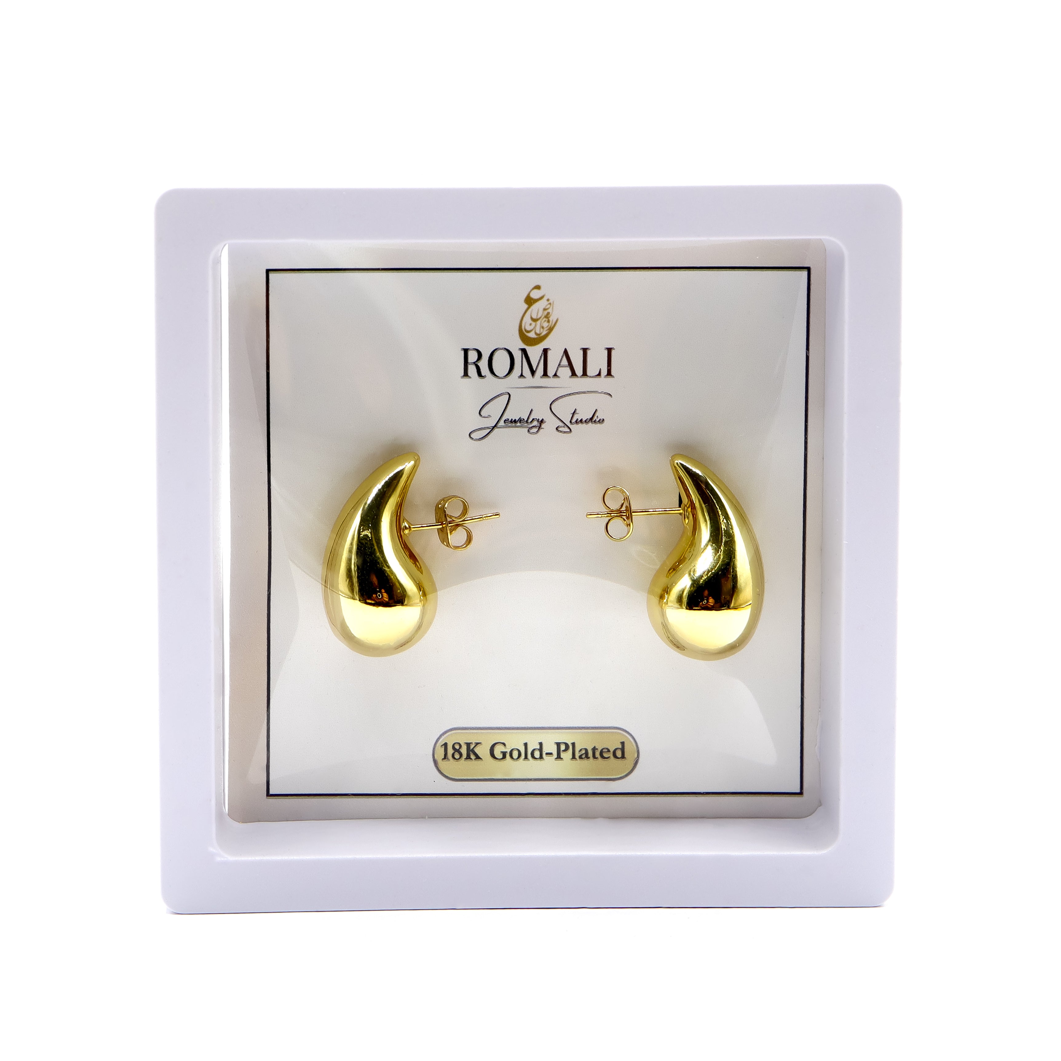 18K Gold Plated Chunky Teardrop Earrings for Women - Medium Size Dangle Drop Earrings for Party, Wedding & Everyday Wear