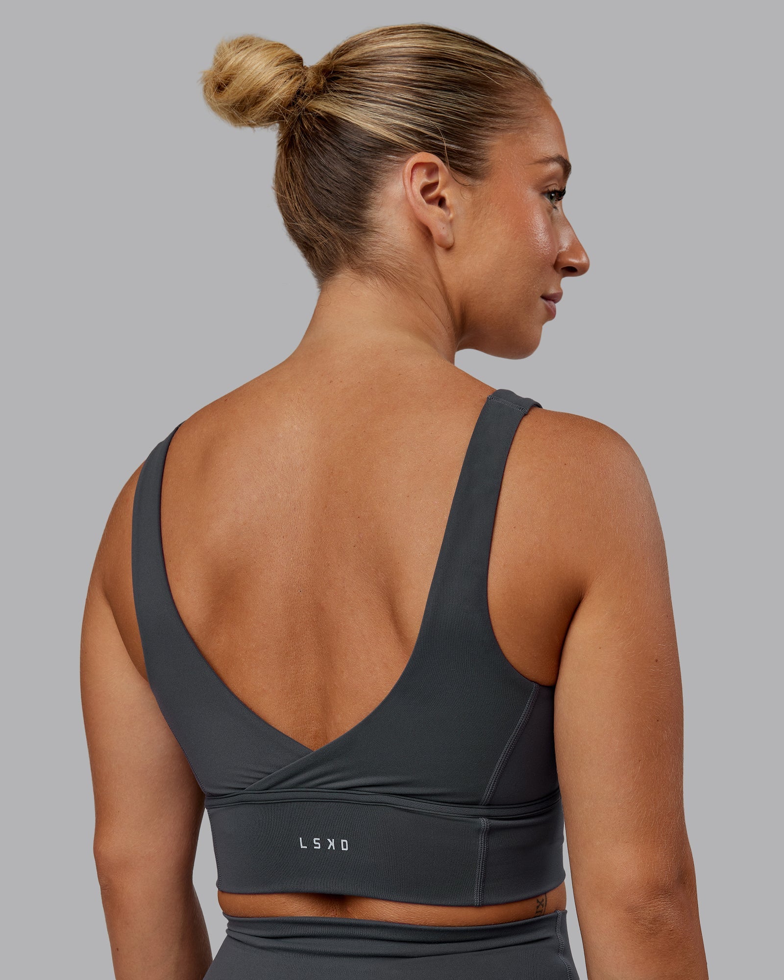 High-Performance Longline Sports Bra for Women - Dark Storm - Workout, Running, Yoga & Gym Essentials