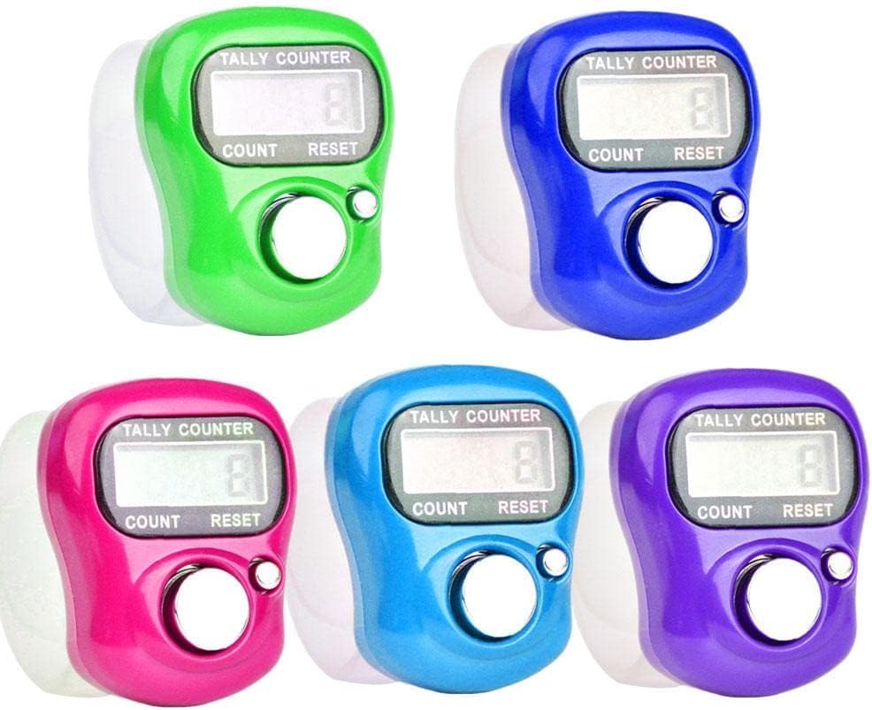 Blue LED Digital Row Counter - 5 Digit Display Handheld Clicker with Ring | Electronic Finger Tally Counter for Knitting, Golf & Track Field | Perfect for Craft Counting, Sports Scorekeeping & Event Attendance Tracking