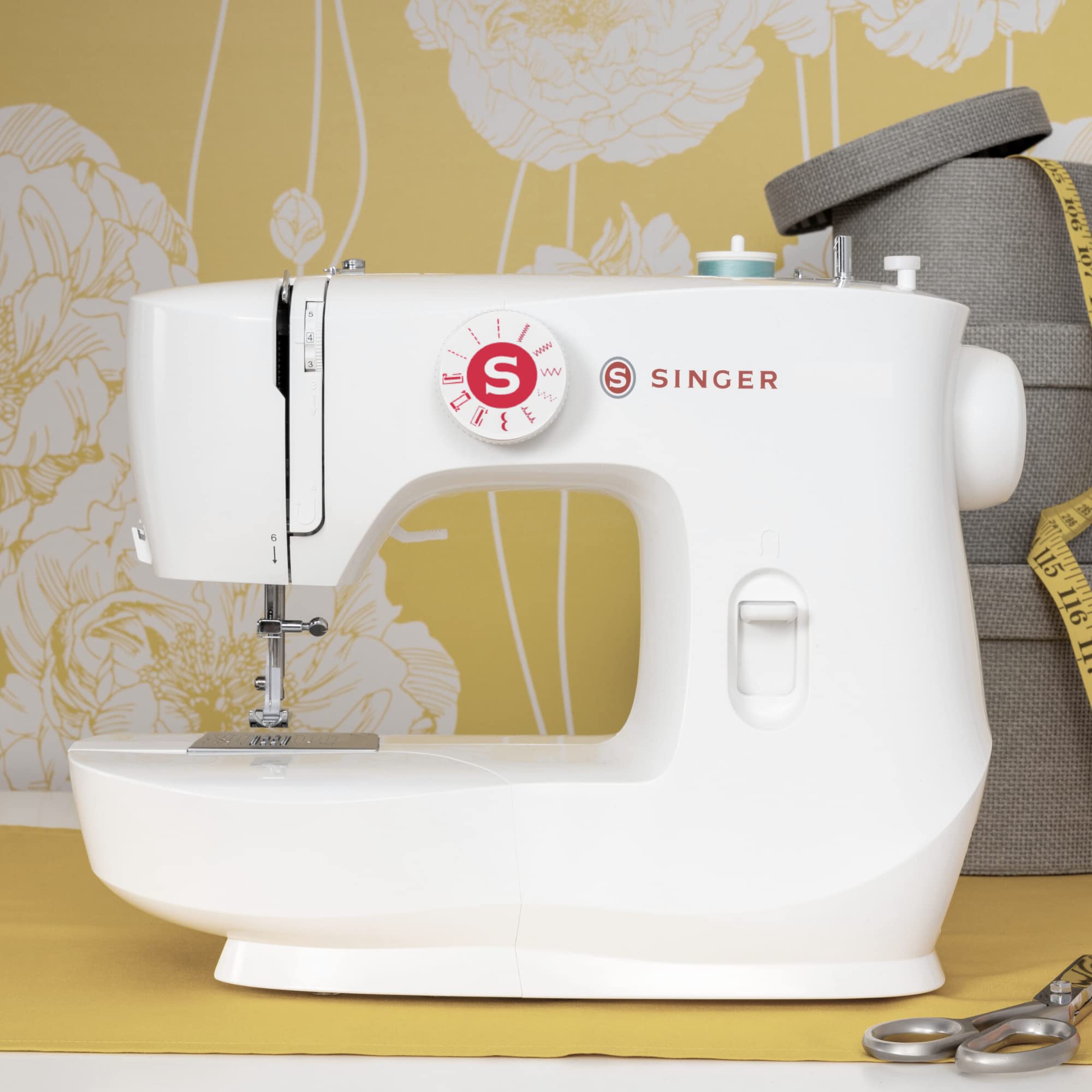 SINGER MX60 Lightweight Portable Sewing Machine with 57 Stitch Applications, LED Light & Foot Pedal | Complete Accessory Kit & 4-step Buttonhole | Perfect for Home Sewing, Quilting, Dressmaking & DIY Crafts | Beginner Friendly Sewing Machine for Mending & Alterations