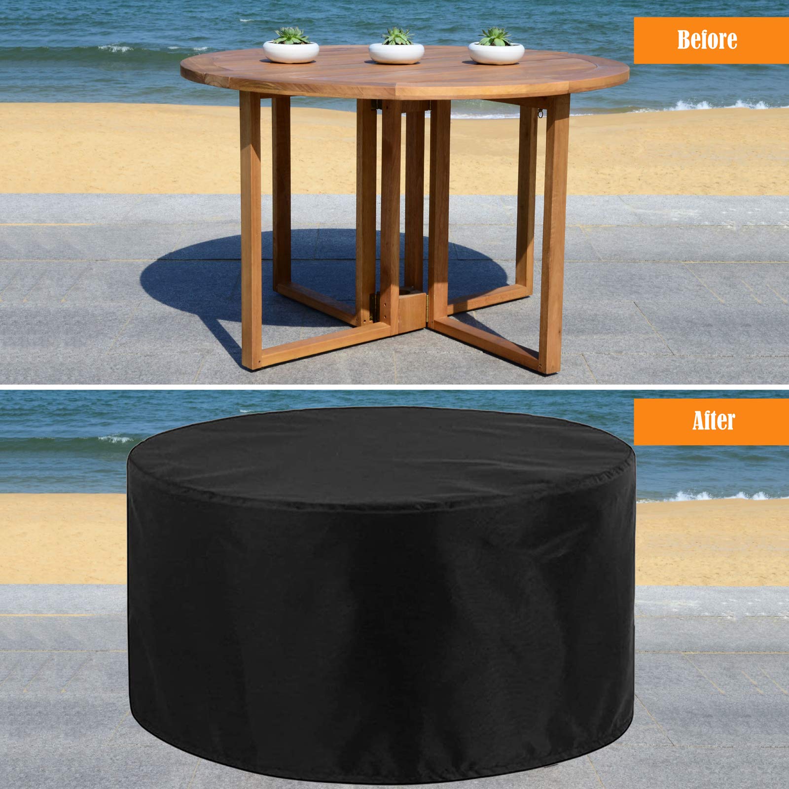 73x43 Inch Round Waterproof Patio Furniture Covers - Heavy Duty Tear-Resistant Oxford Fabric Outdoor Table & Chair Covers - Windproof, Breathable & Durable for Garden, Deck & Backyard Use