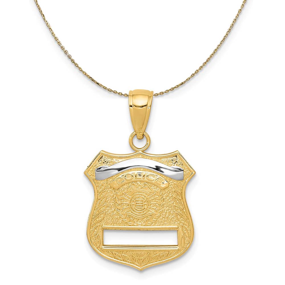 14k Yellow Gold Police Badge Necklace - Elegant Gift for Officers