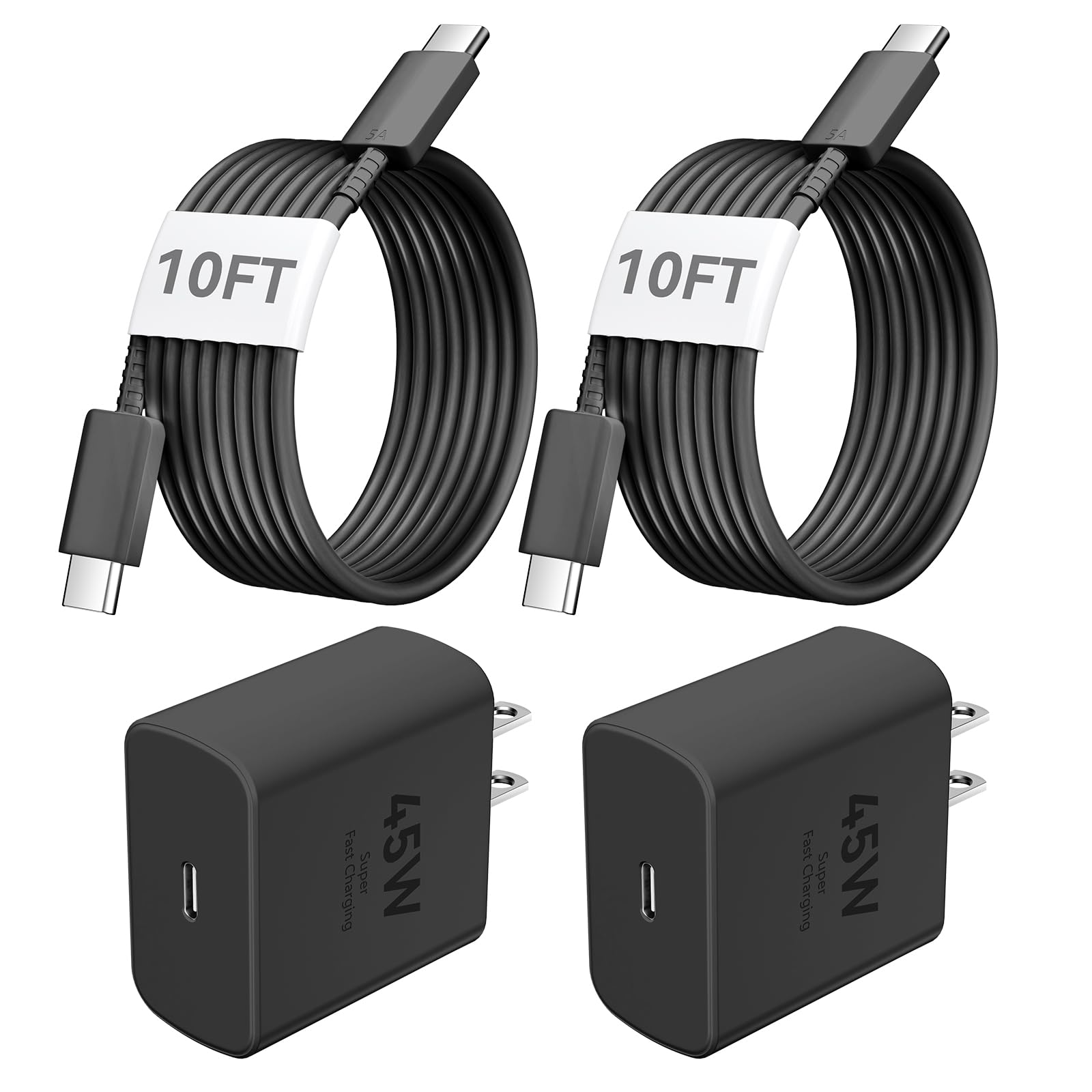 45W USB C Fast Charger for iPhone 16 Pro Max - 10FT Long Cable Included - Compatible with iPhone 16/15 Series & Samsung Galaxy S25 Ultra - Perfect for Home, Office & Travel Charging