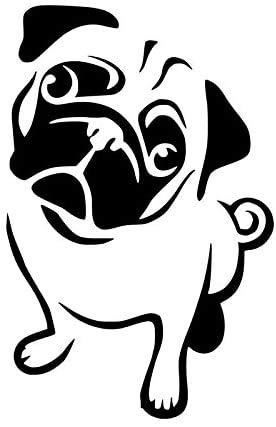 Cute Pug Dog Vinyl Decal Sticker - 5.5 Inch Black Car Decal for Cars, Trucks, Vans & SUVs | Waterproof Window Wall Laptop Cup Decoration | Sunset Graphics & Decals SGD000184 | Perfect for Pet Lovers, Vehicle Customization & Personalizing Accessories