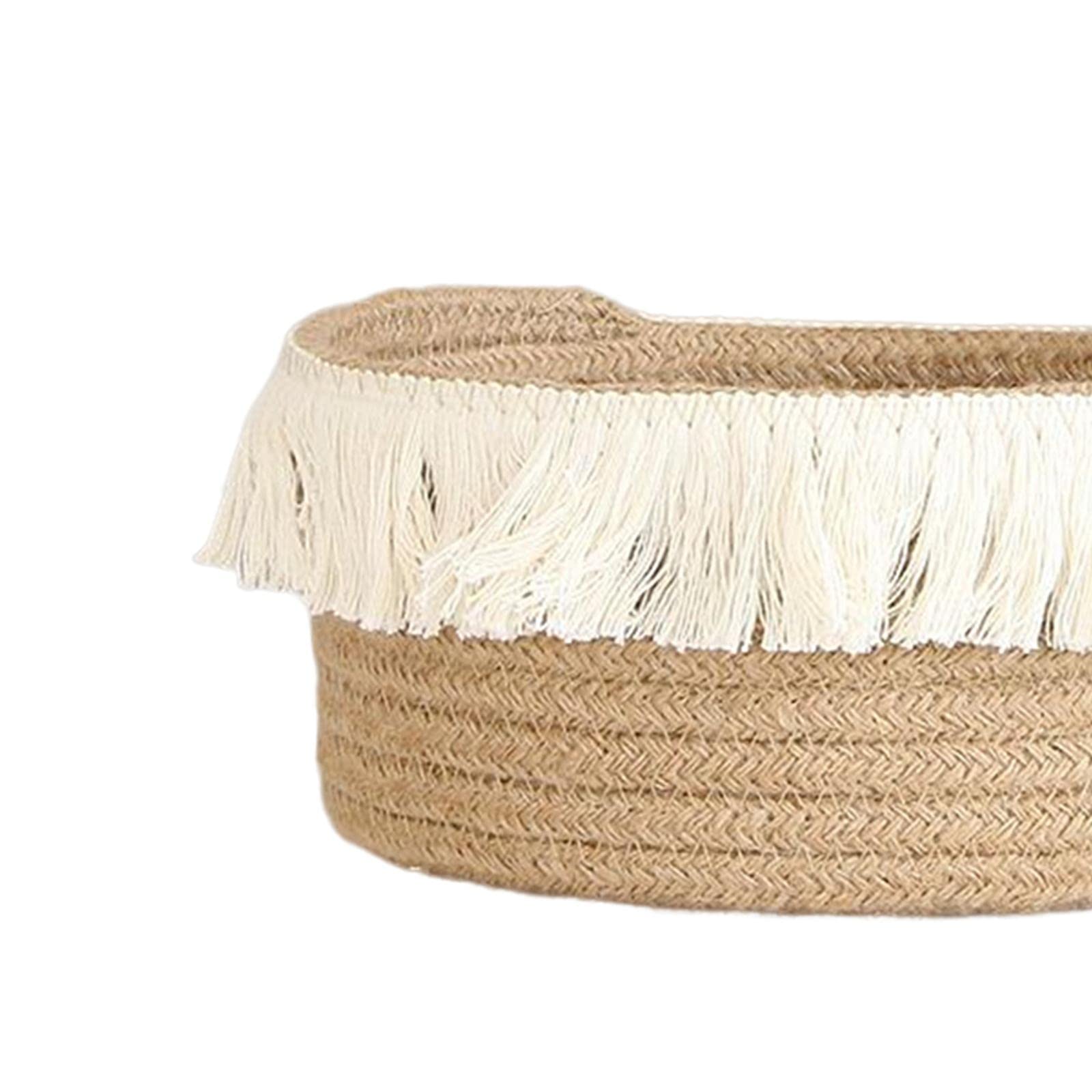 LIPJIA Portable Rope Laundry Basket with Tassel - Decorative Fabric Storage Bin for Dirty Clothes, Snacks, Books & Toys - Perfect for Bedroom, Bathroom & Kids Room Organization (Medium)