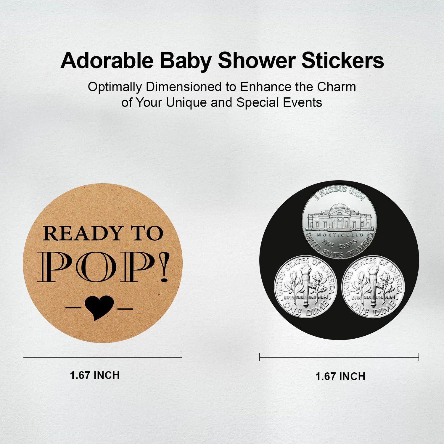 Baby Shower Stickers - 48-Pack 1.67 Inch Round Faux Craft Paper Labels for Popcorn Favors, Gender Neutral Ready to Pop Decorations - Perfect for Baby Shower Party Favors, Gender Reveals & Celebrations