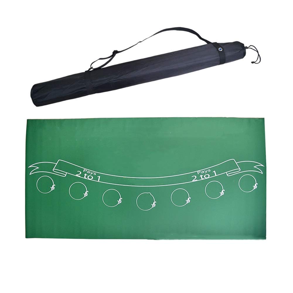 Professional Portable Poker Table Mat - 180x90cm Rubber Poker Layout Mat with Carry Bag - Green Casino-Style Game Table Accessories for Home Poker Nights & Casino Parties