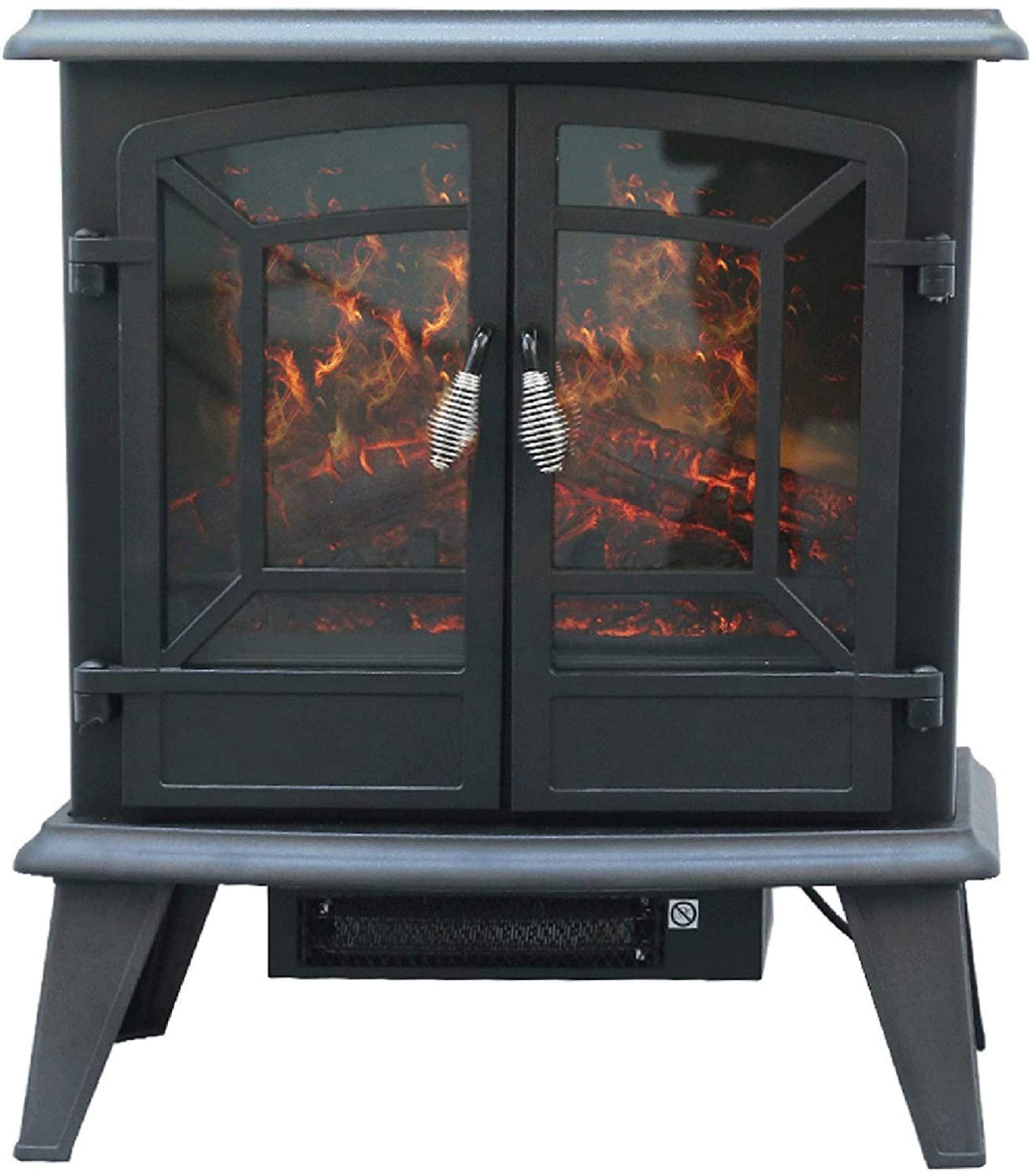 Electric Fireplace Heater - Wall Mounted & Portable Stove with 3D Wood & Fire Effect (Black) - Perfect for Bedroom, Living Room & Office Warmth