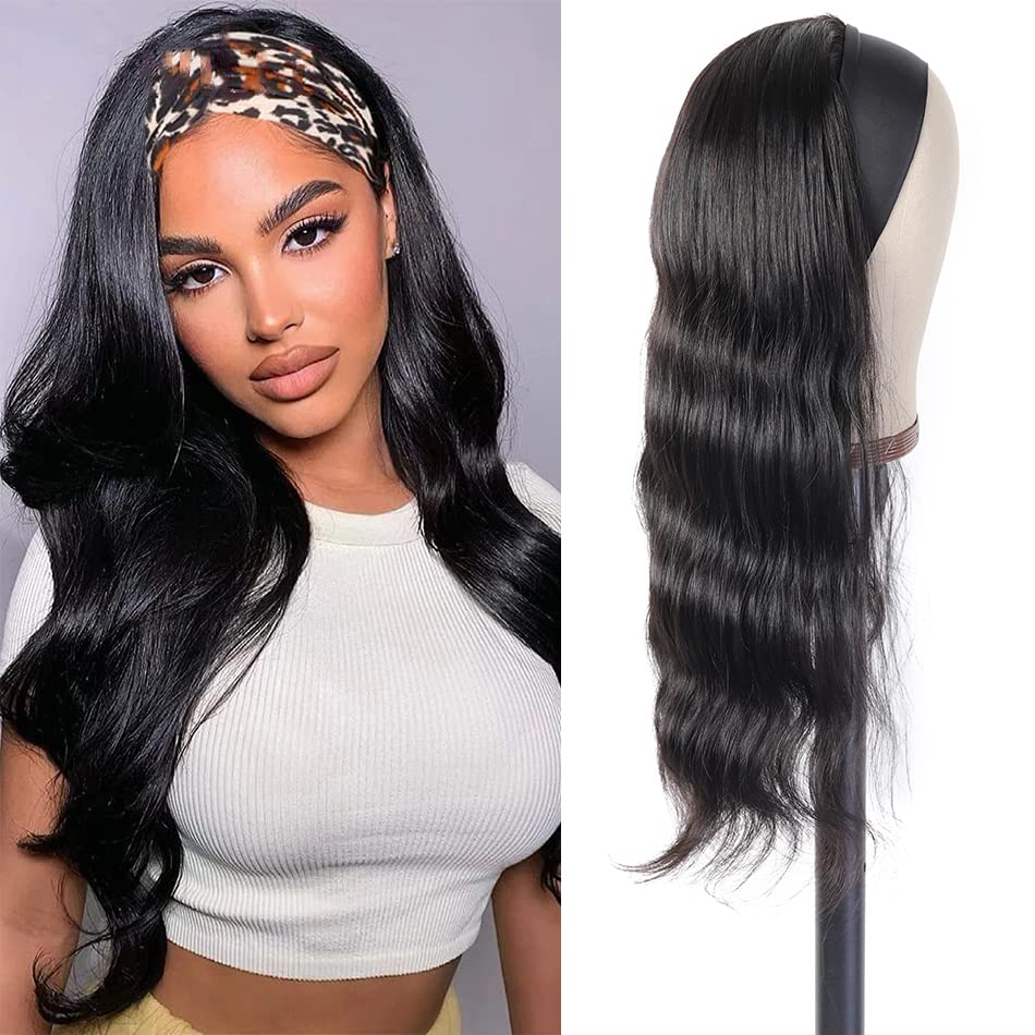 24 Inch Glueless Headband Wig - Brazilian Body Wave Human Hair Wig 150% Density Virgin Hair for Black Women | Perfect for Daily Wear, Parties & Special Occasions