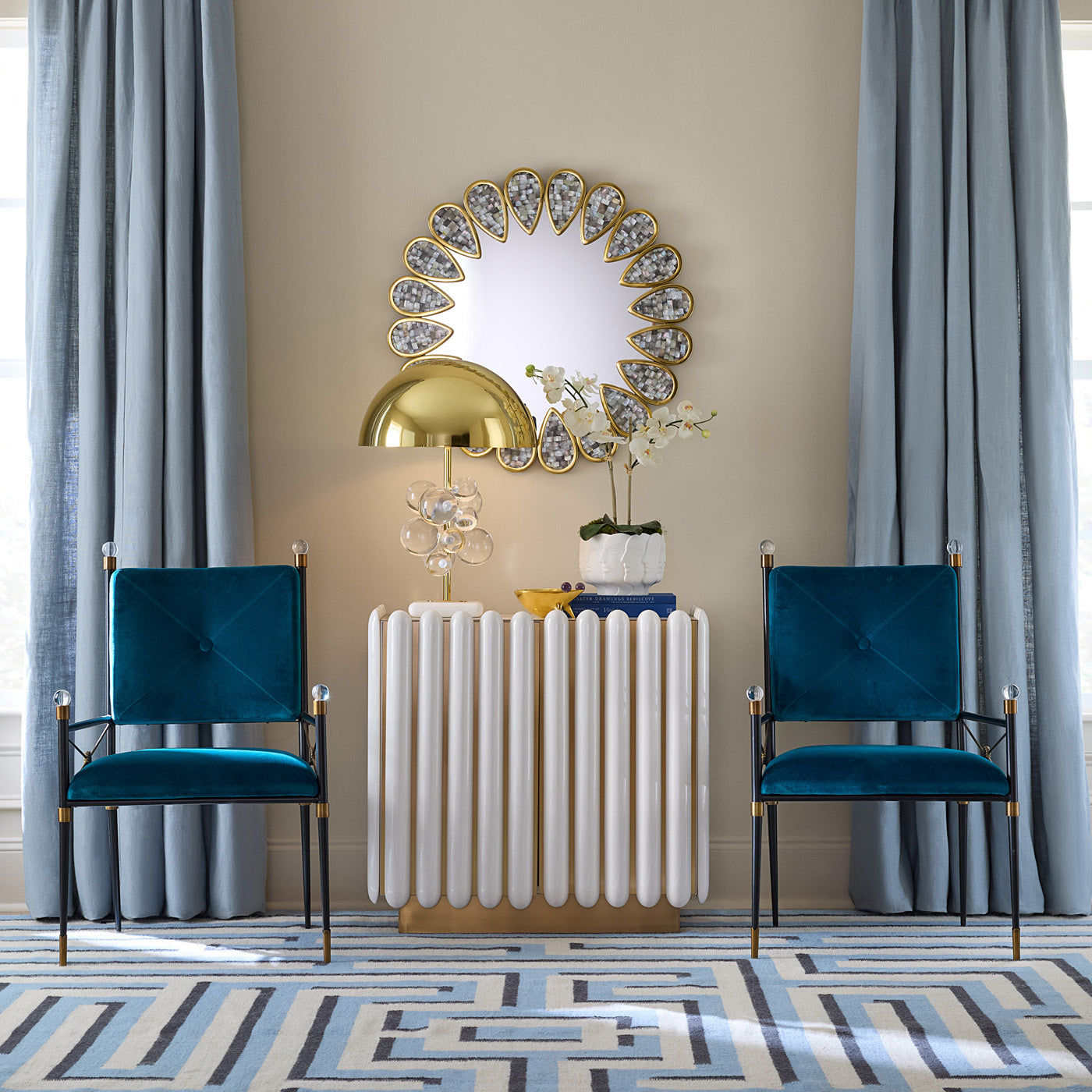 Elegant Petal Grey Wall Mirror - Modern Round Decorative Mirror for Living Room, Bedroom & Bathroom - Perfect for Home Decor & Vanity Use