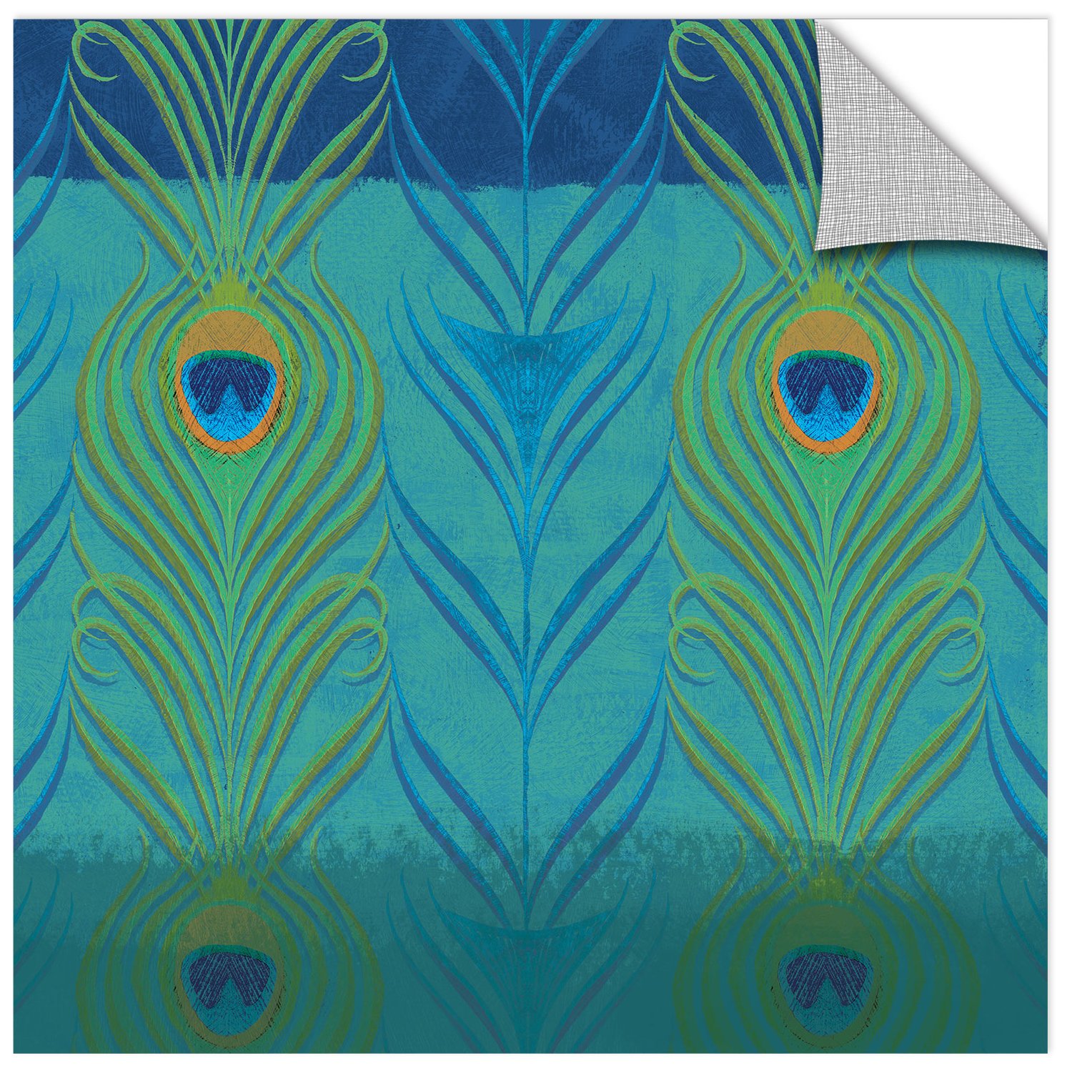 Alan Hopfensperger 'Peacock Bath II' Gallery Wrapped Canvas Art Print - 18x18 Inches, Modern Home Decor for Living Room, Bedroom & Office